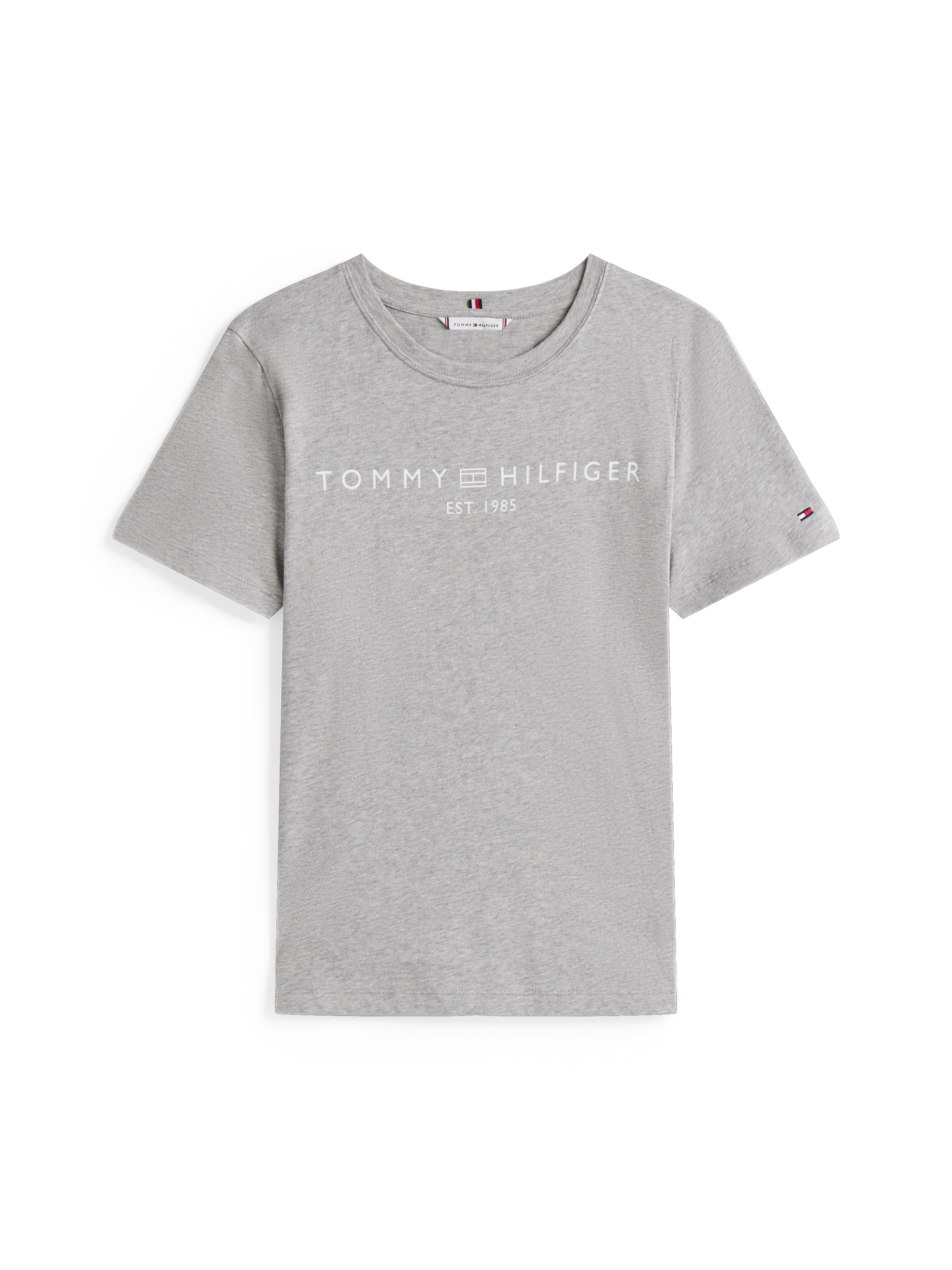 Tommy Hilfiger T-Shirt »REG CORP LOGO C-NK mit Logoschriftzug und Stickerei«, meliert, casual, regular fit, Baumwolle, Rundhals