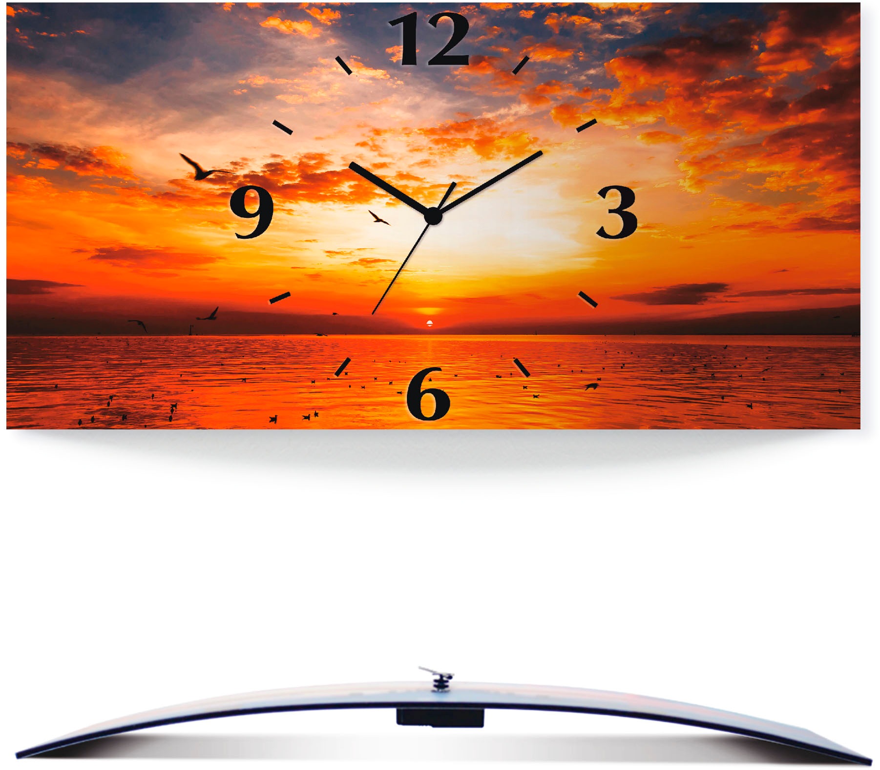 Artland Wanduhr "Sonnenuntergang am Strand" wahlweise mit Quarz- oder Funkuhrwerk, lautlos ohne Tickgeräusche