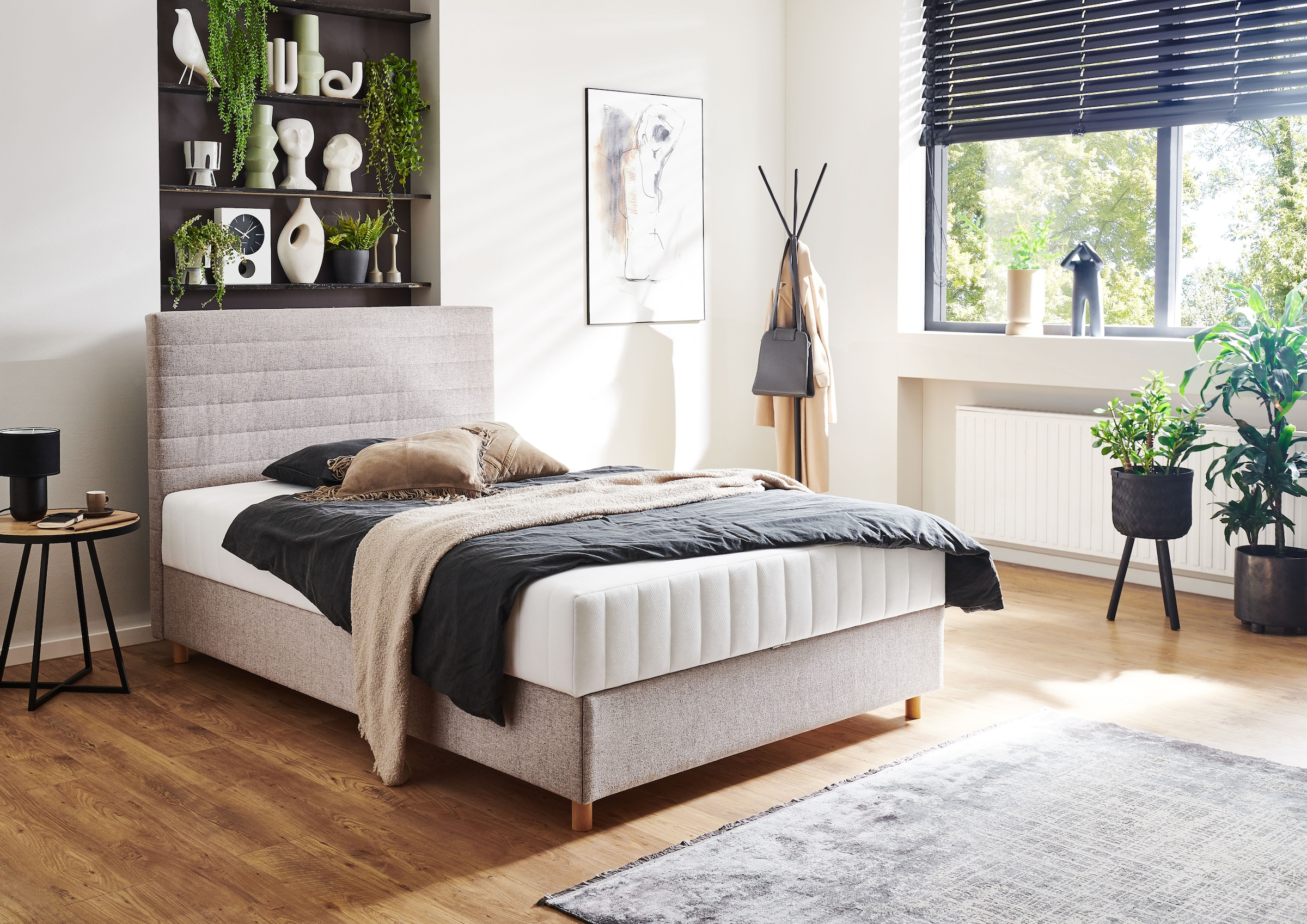 ATLANTIC home collection, »Josie« mit Taschen-Federkernmatratze und Bettkasten, taupe, Liegefläche Länge Breite: 200 cm x 100 cm - Feinstruktur weich