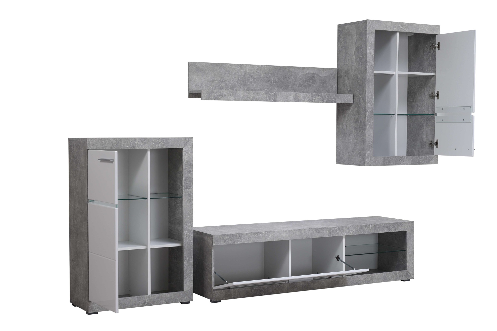 INOSIGN Wohnzimmer-Set »Rosso Wohnwand, Mediawand, Anbauwand, für TV bis 60', Breite 267 cm« Komplett-Set, 4-st, 4 Stk. tlg.