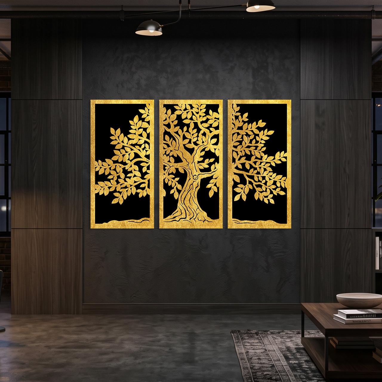 OTTO home Wandbild »Goldbild Lebensbaum 3er Set, 100x70cm inkl. rückseitiger Aufhängung« Baum | Baumbilder | Wald 1 Stk. tlg. Lebensbaum-Wandbilder mit handveredelten Blattgold-Applikationen