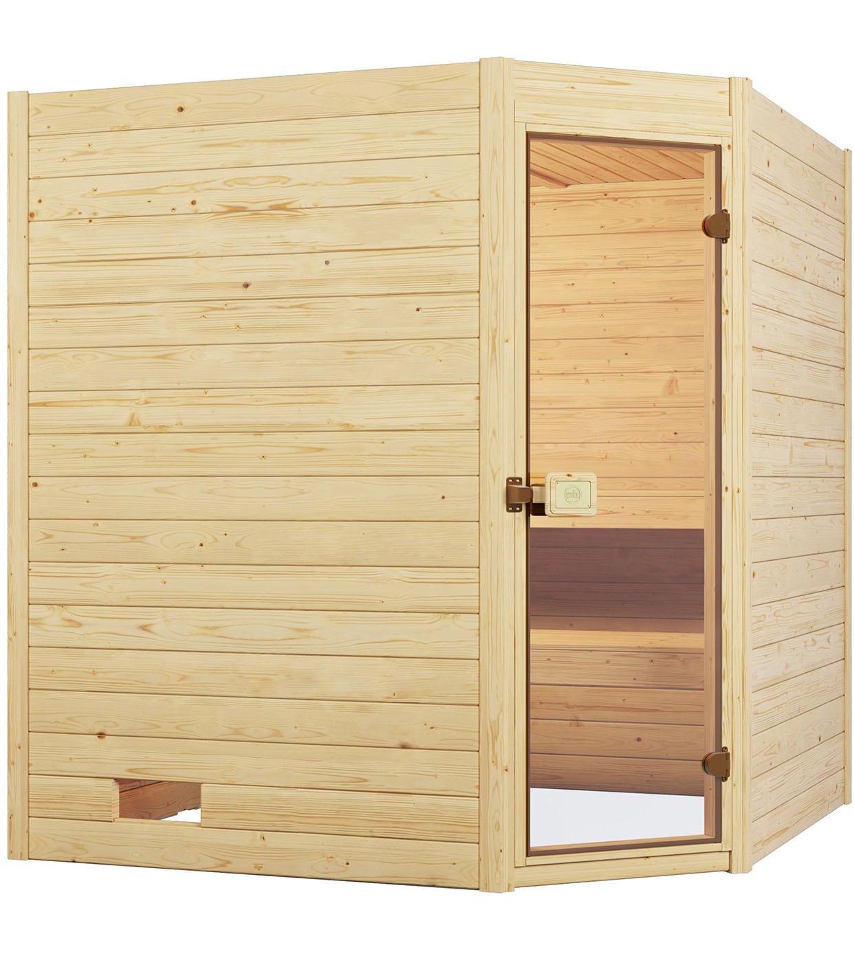 weka Sauna »Massivholzsauna VALIDA Eck 2« Blockbohlen, Eckeinstieg, moderne Ganzglastür