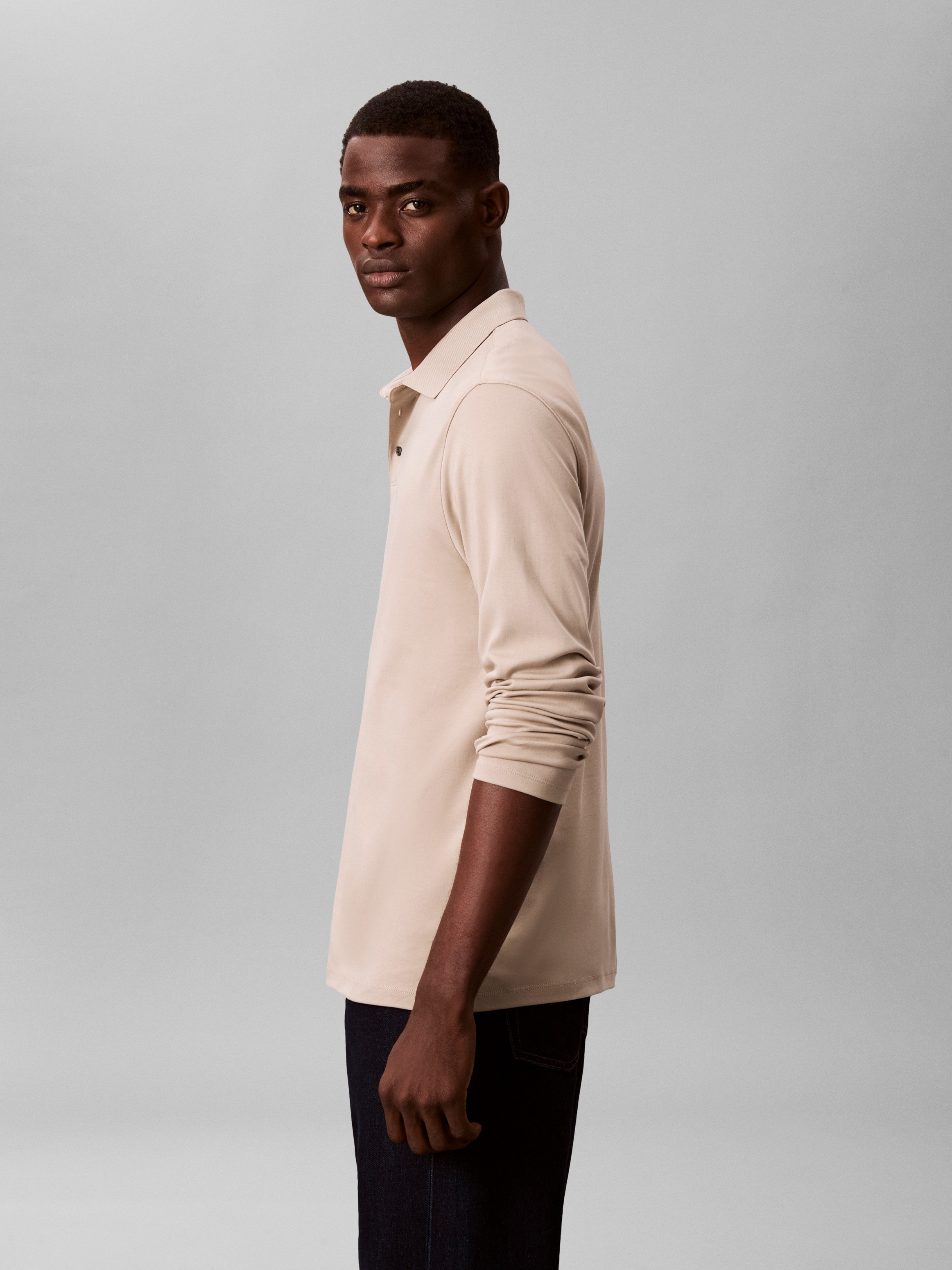 Calvin Klein Langarm-Poloshirt »LS SUPIMA COTTON SOLID POLO« regular fit mit Rundhalsausschnitt