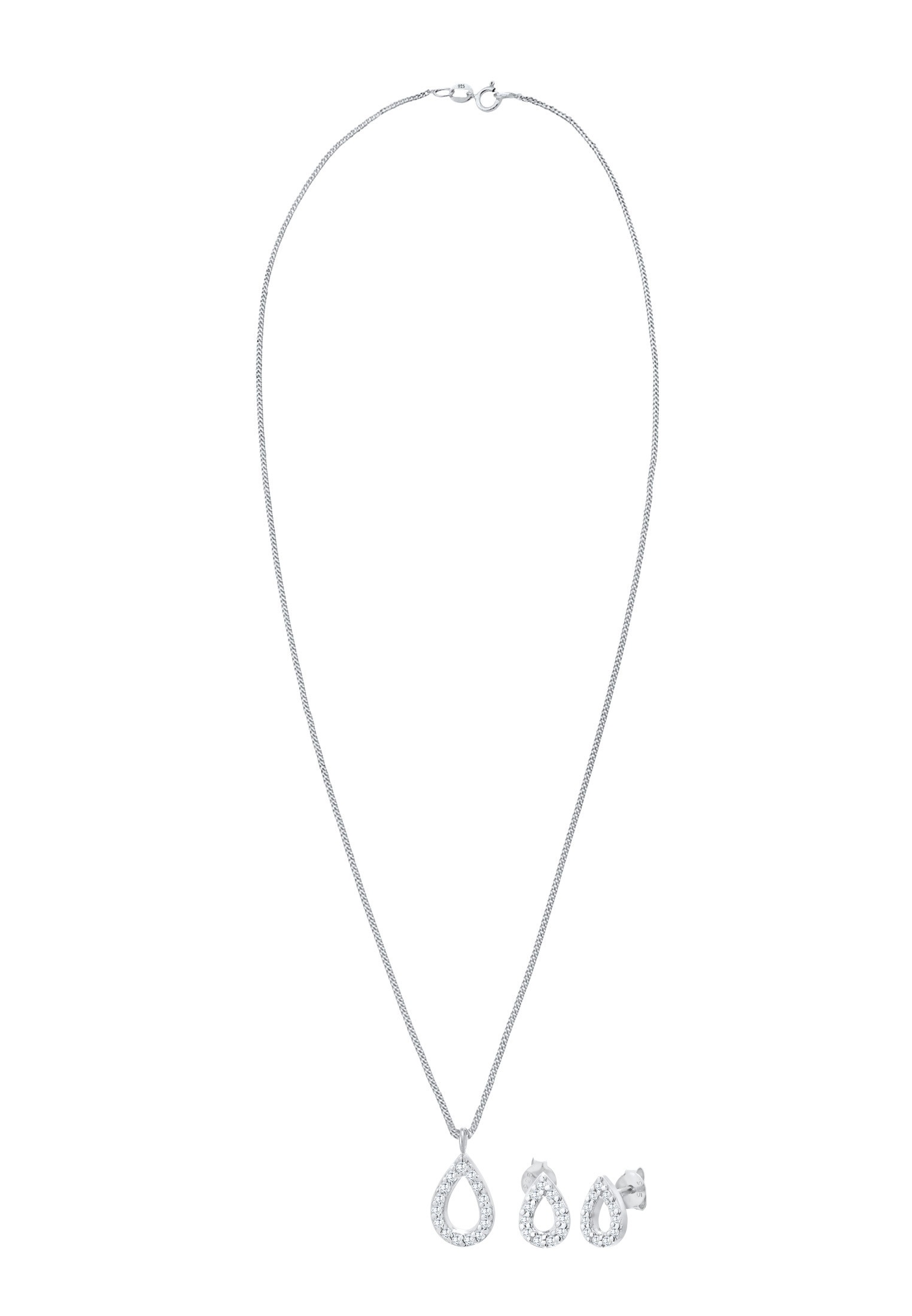 Elli Ohrring und Ketten Set »Schmuckset Tropfen Zirkonia Elegant 925 Silber« ()