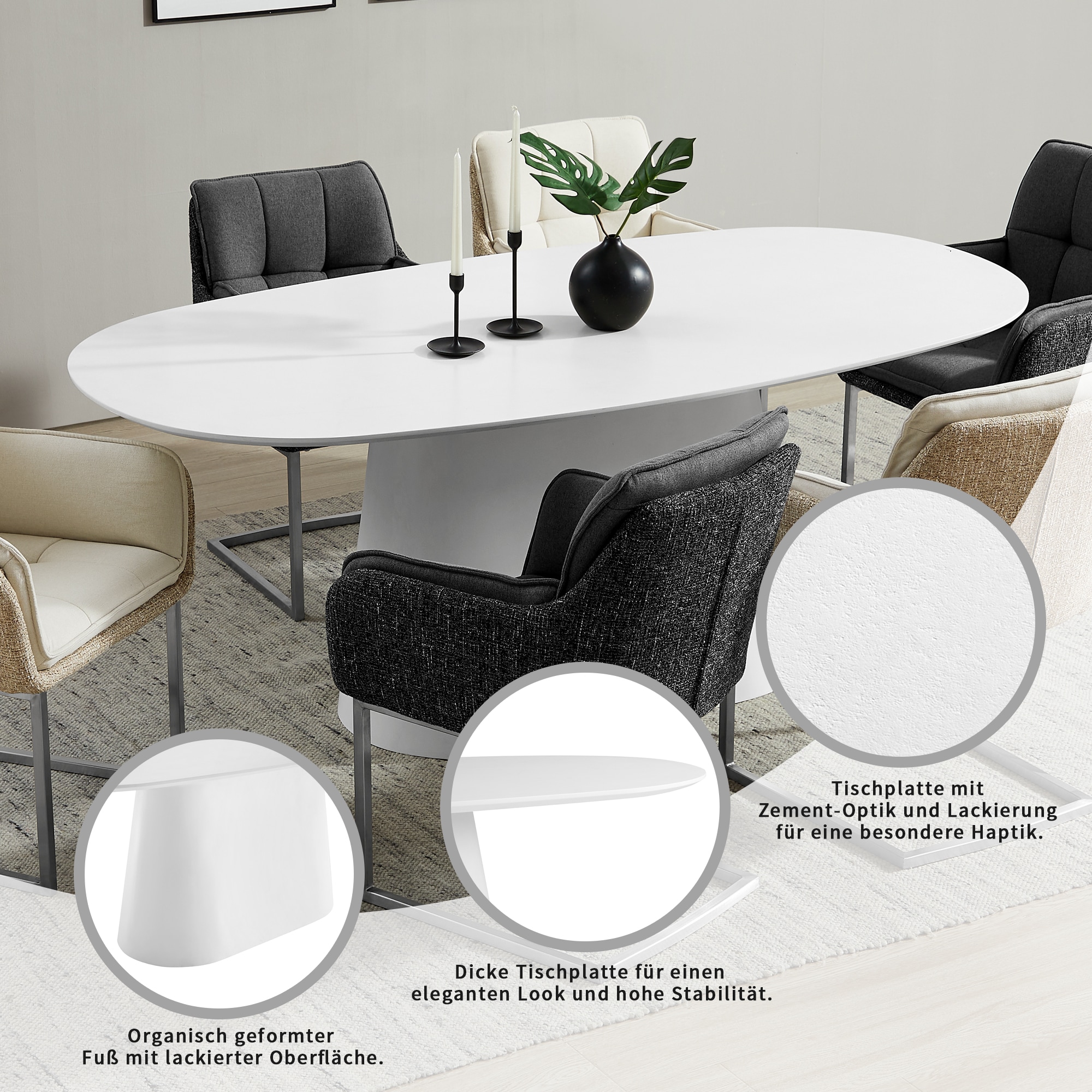 OTTO home Couchtisch »Carowa« Zement-Optik, organisches Gestell und FSC-zertifiziertes Holz