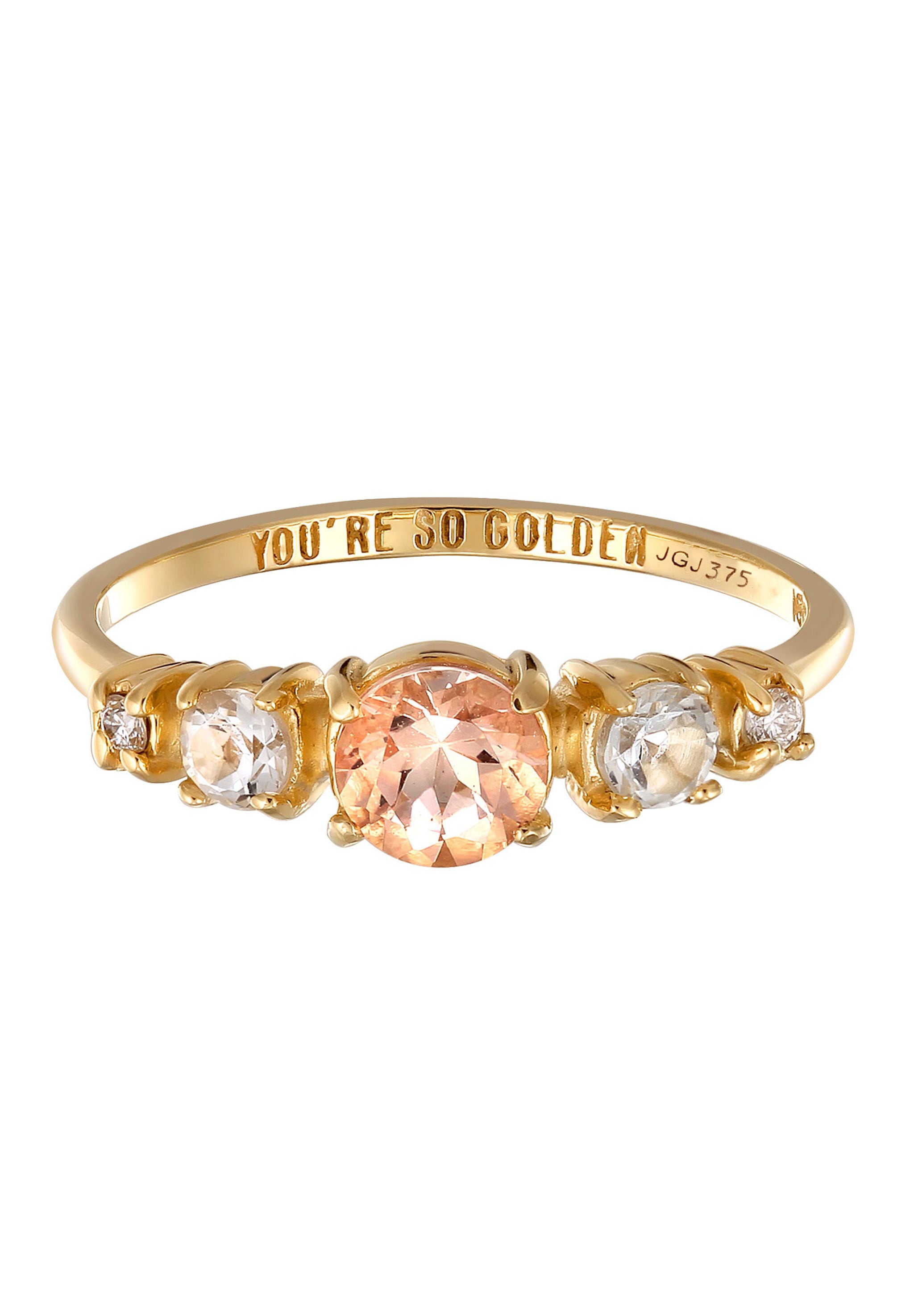 HAZE & GLORY Silberring »Ring Laborgezüchtete Diamanten (0.03 ct) Morganit 375 Gelbgold«