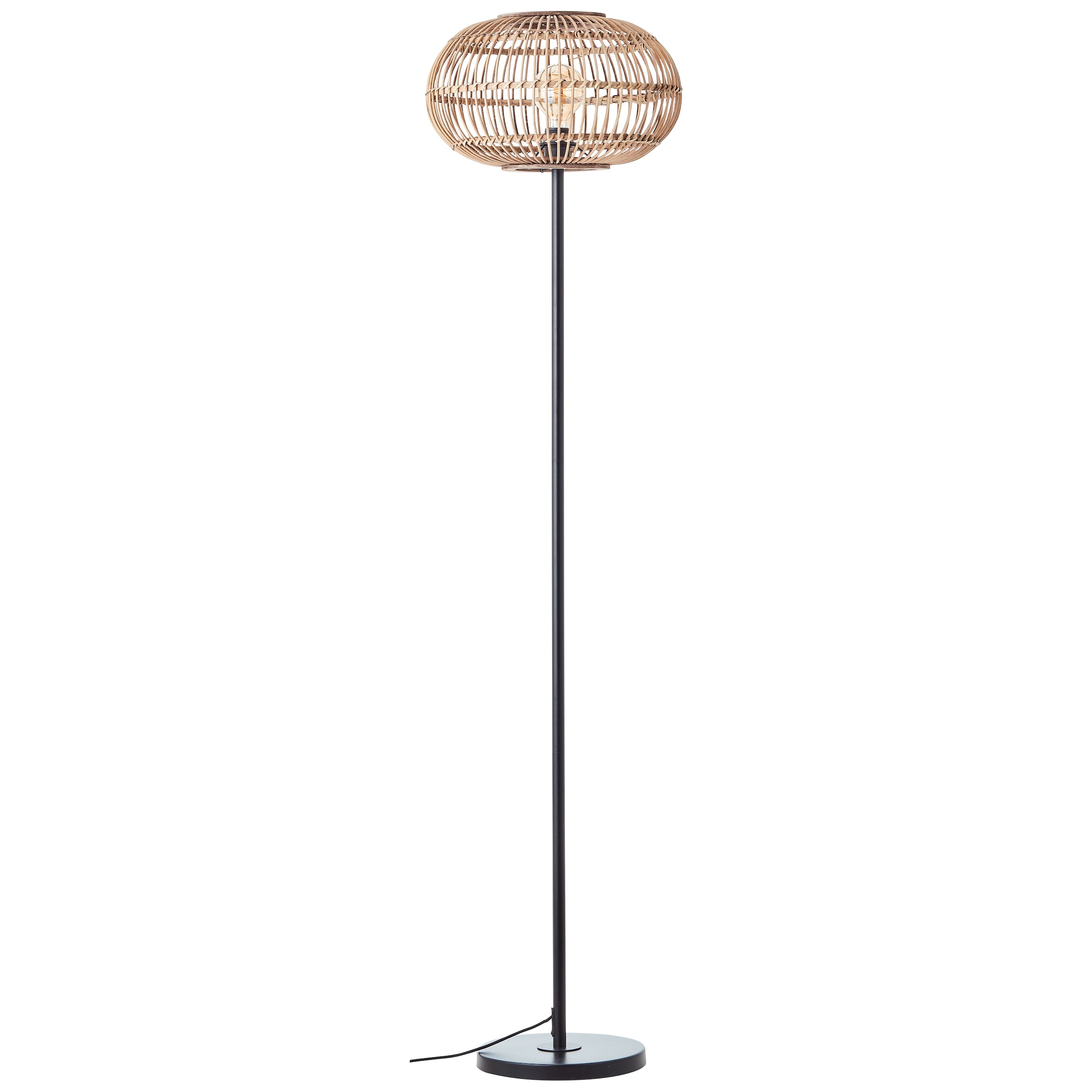 Brilliant Stehlampe »Woodball«, 1 flammig-flammig, mit Bambus Schirm, 153 x 38 cm, E27, matt schwarz/natur