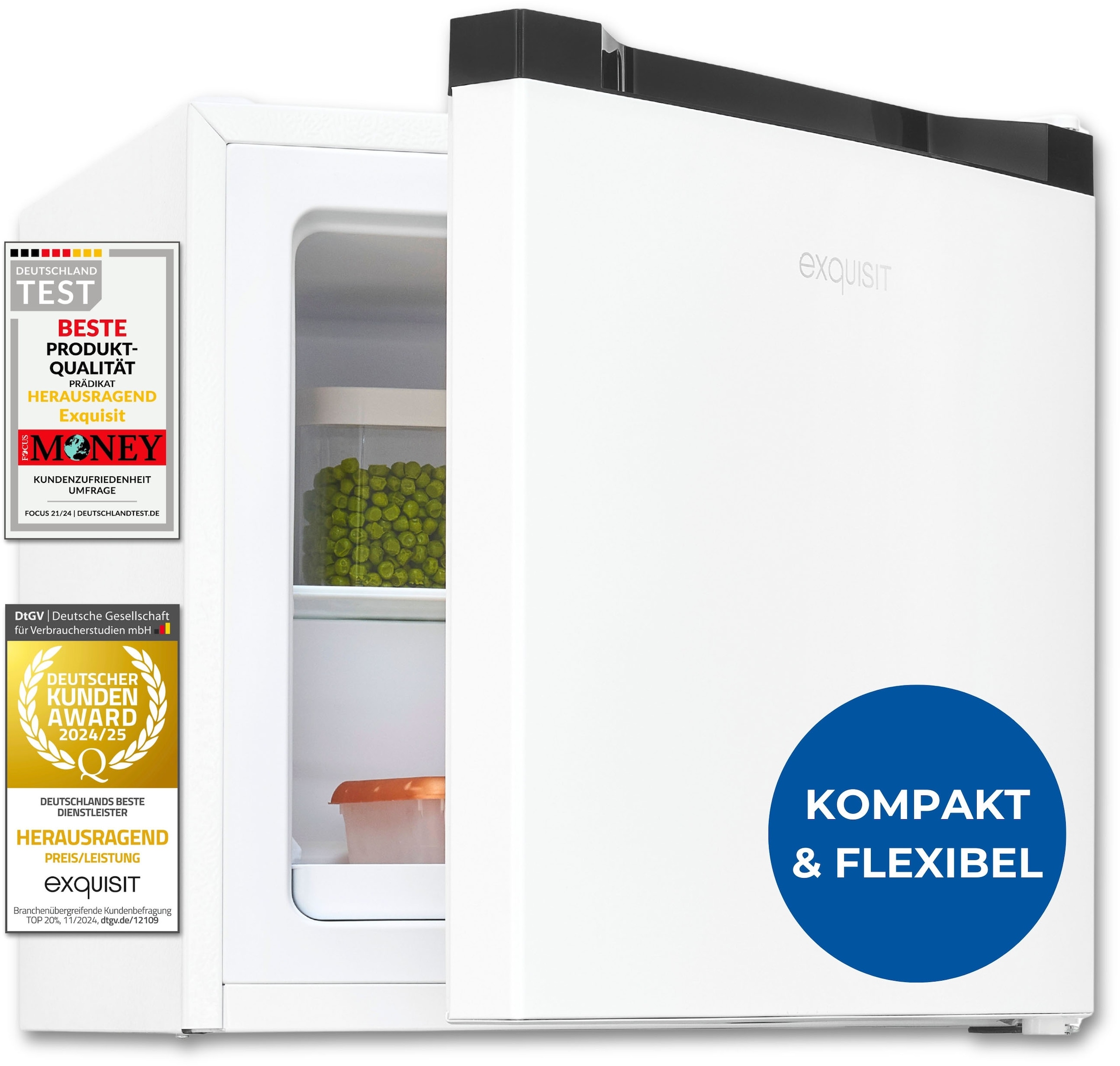 exquisit Gefrierschrank »GB40-050C weiss« 49,5 cm hoch 47,5 cm breit Kompakt & leise |Thermostat für Temperaturwahl | 4 Sterne Gefrieren