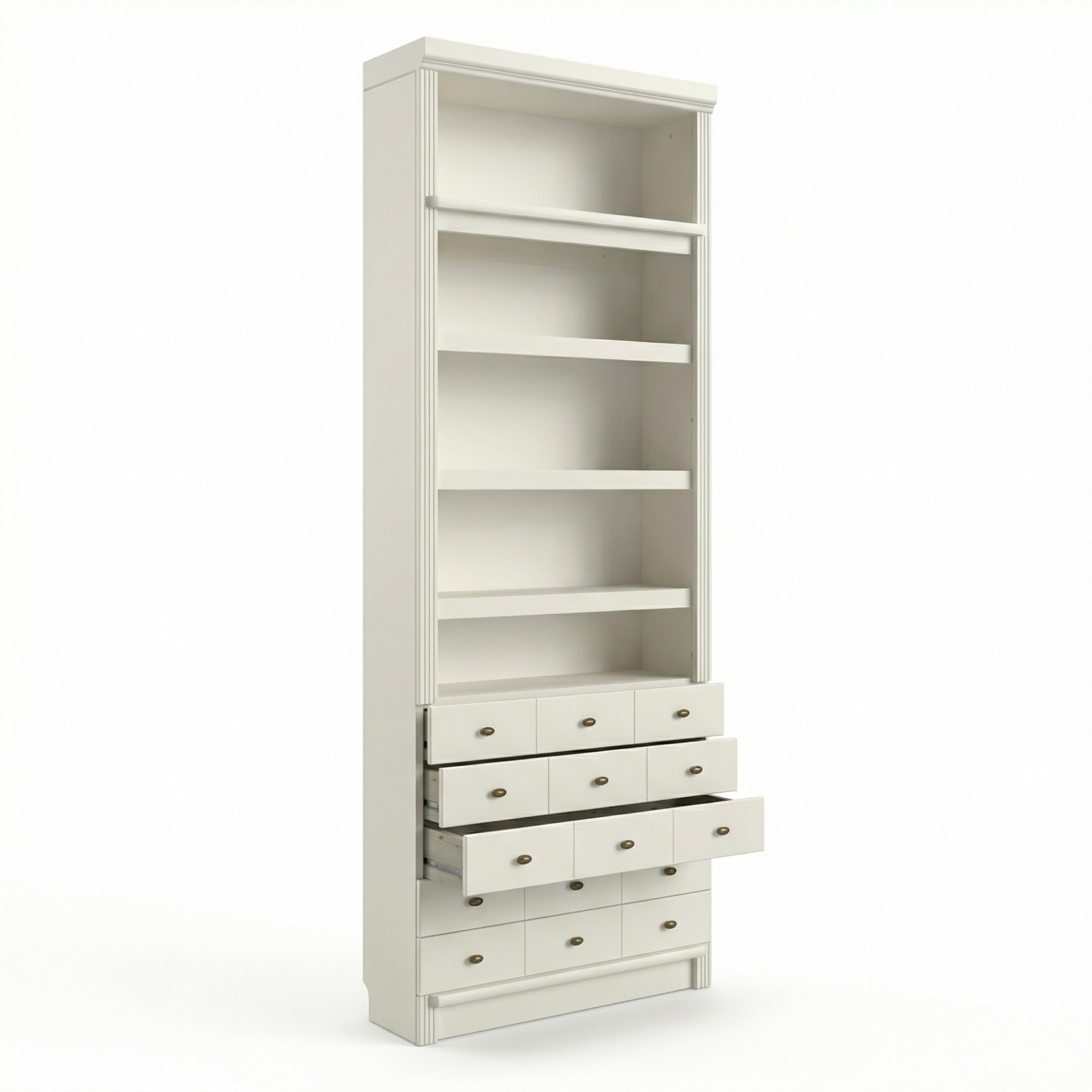 Home affaire »Soeren Regal mit 5 breiten Schubkästen in geteilter Optik« T/H: 80/29/220 cm, Kiefer FSC®-zertifiziert, elegante Metallgriffe
