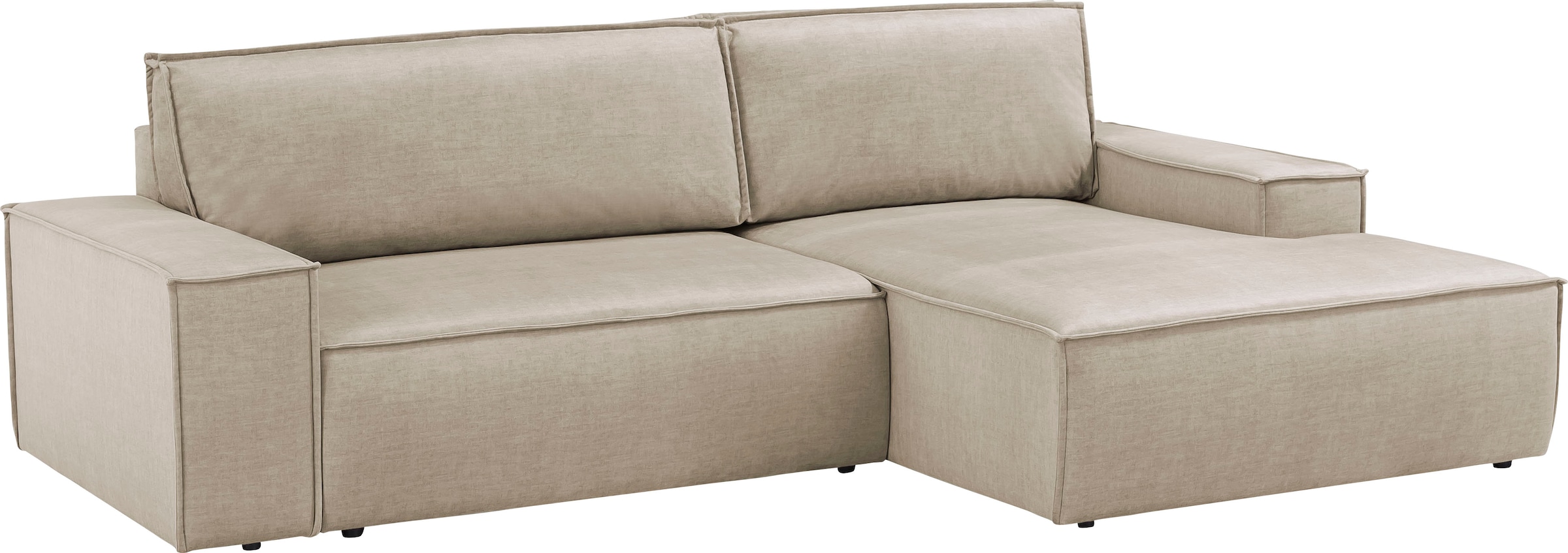 Home affaire Ecksofa SHERWOOD Schlafsofa 267 cm, L-Form, Schlaffunktion mit Bettkasten (210x136 cm), Cord, Vintage, Samtvelours