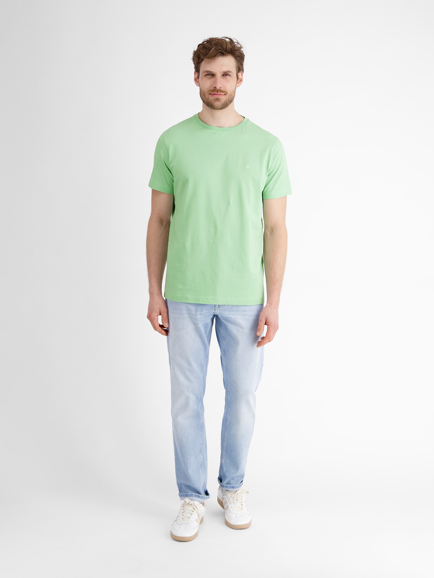 LERROS T-Shirt »LERROS Basic T-Shirt mit Logostitch, unifarben«