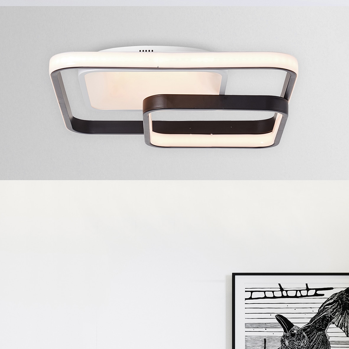 Brilliant LED Deckenleuchte »Cava« LED-Modul 1 Stk. 40 x 40 cm, dimmbar, CCT, 5000 lm, Fernbedienung, Metall, weiß/schwarz