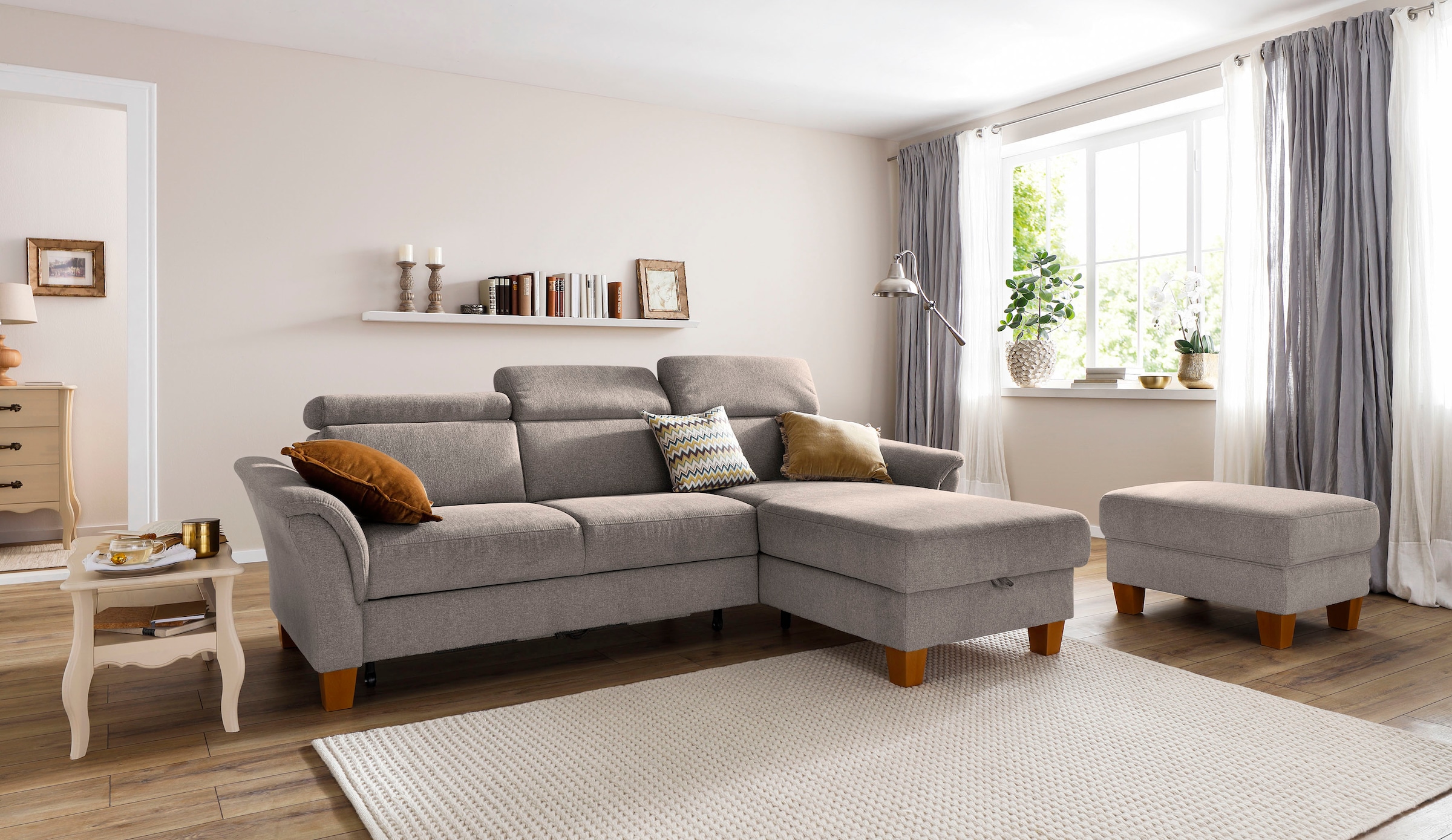 Home affaire Ecksofa »Conville L-Form«, Federkern, wahlweise mit Bettfunktion und Bettkasten bzw. Stauraum