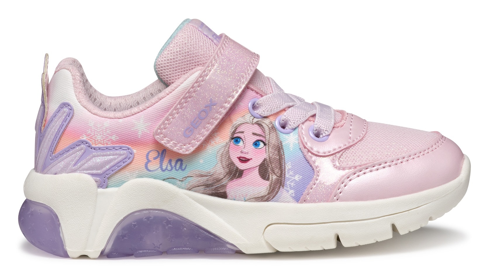 Geox Sneaker »J FADINLIGHT GIRL Blinkschuh«, Disney Schuh, Klettschuh, Frozen Sneaker mit Blinkfunktion