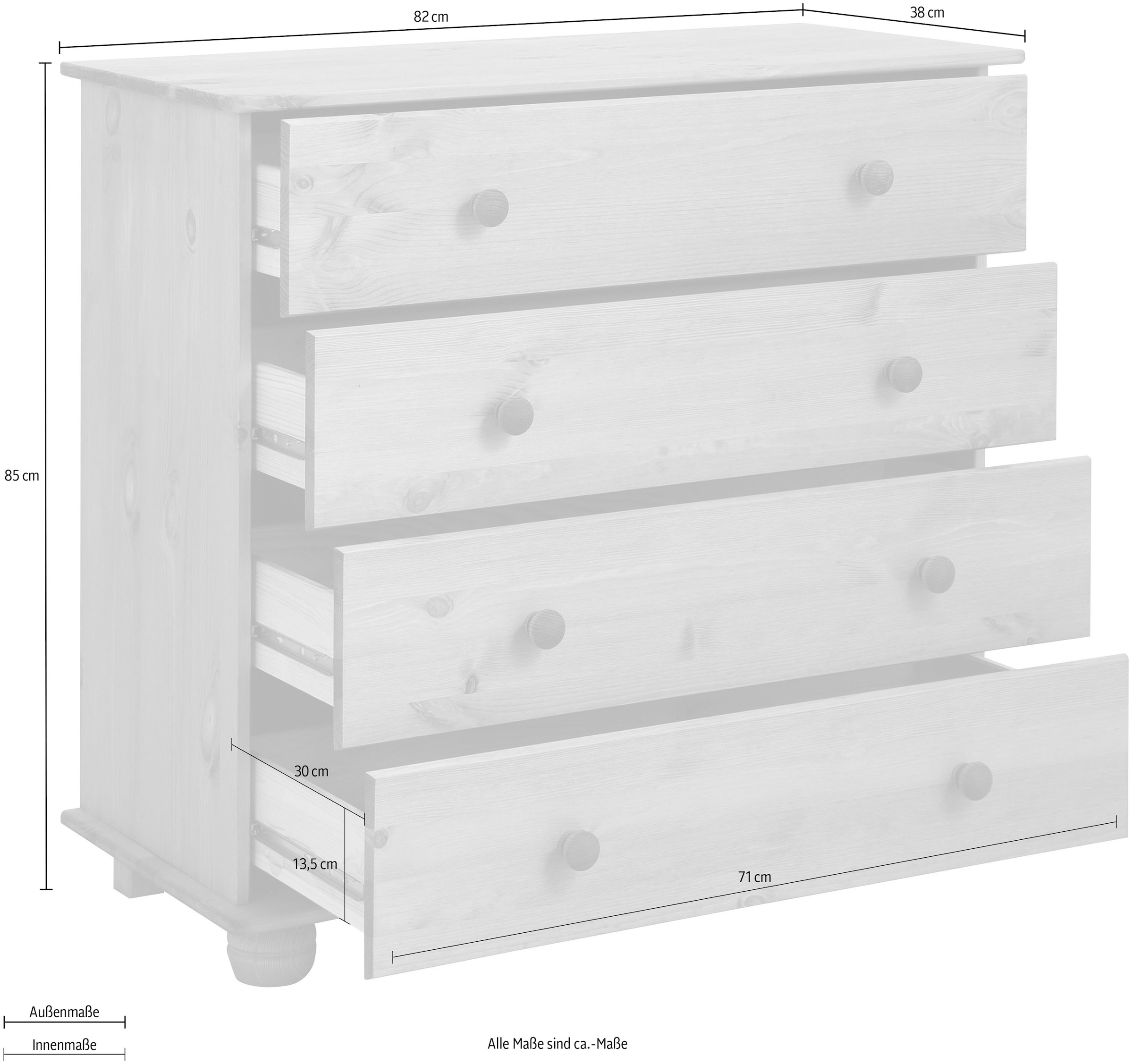 Home affaire Schubkastenkommode »Melody«, Breite 82 cm