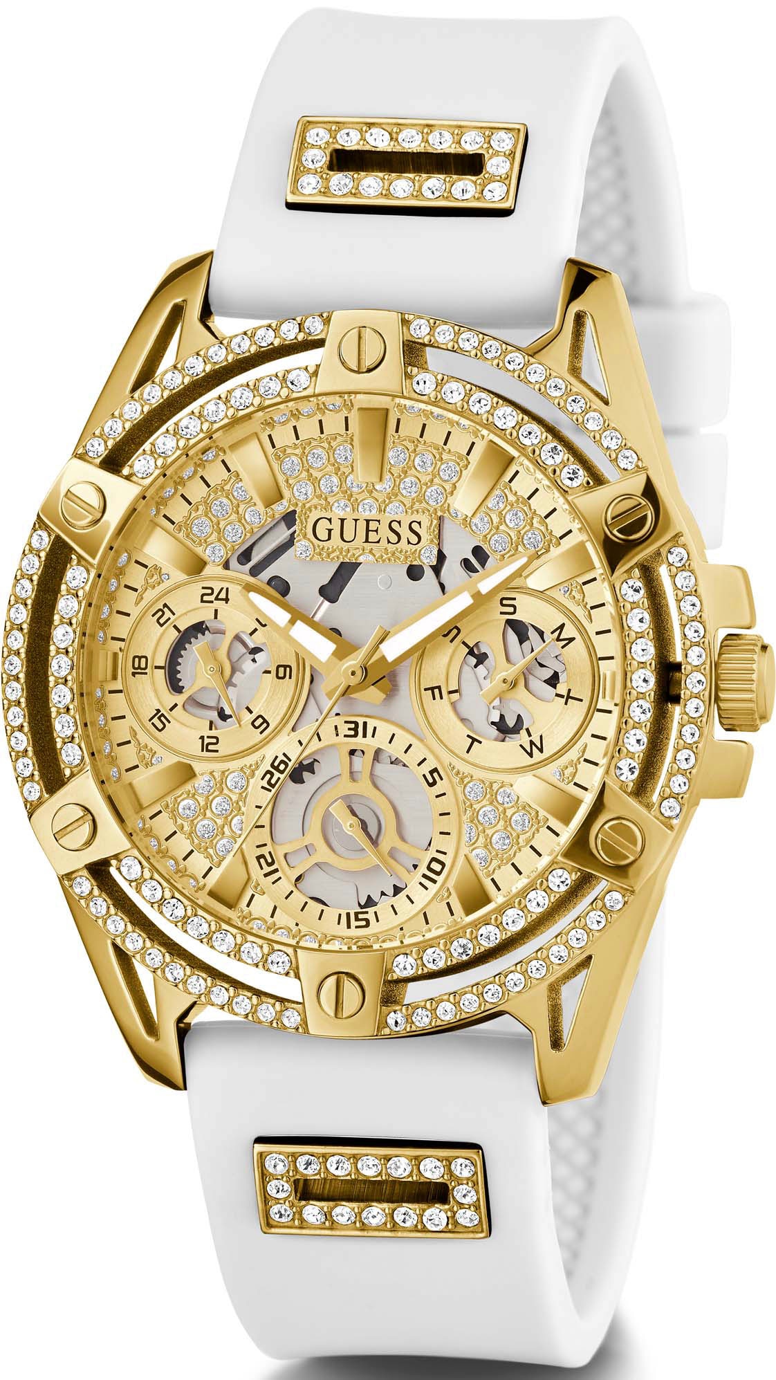 Guess Multifunktionsuhr »GW0536L2«, Armbanduhr, Quarzuhr, Damenuhr, analog, Silikonarmband