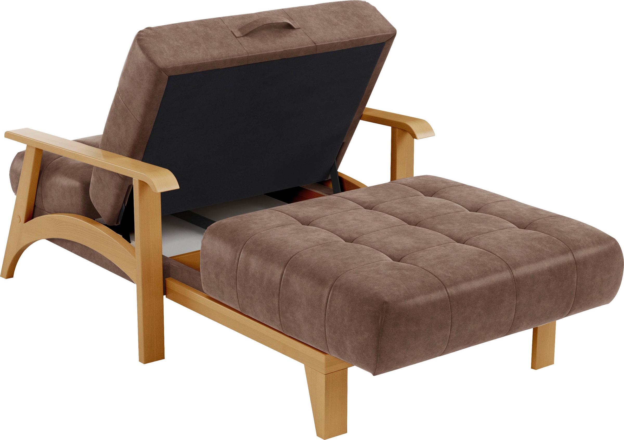 sit&more Recamiere »Billund«, Armlehnen aus eichefarbigem Buchenholz, verschiedene Bezüge und Farben