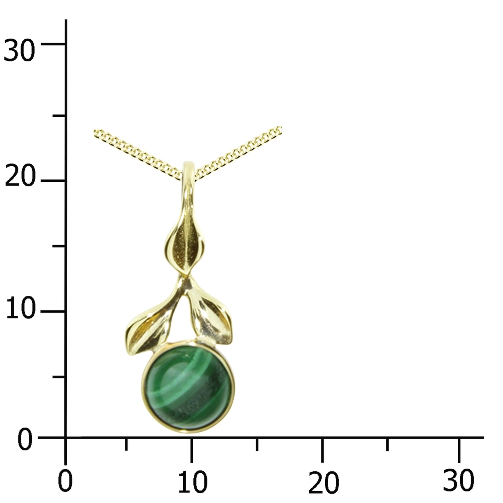 OSTSEE-SCHMUCK Kette und Anhänger Set »- Blüte - Gold 333/000 - Malachit«