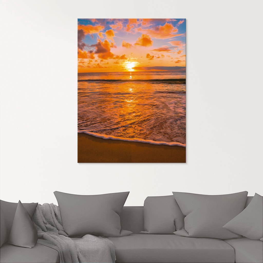 Artland Glasbild »Schöner tropischer Sonnenuntergang am Strand«, Sonnenaufgang & -untergang, (1 St.)