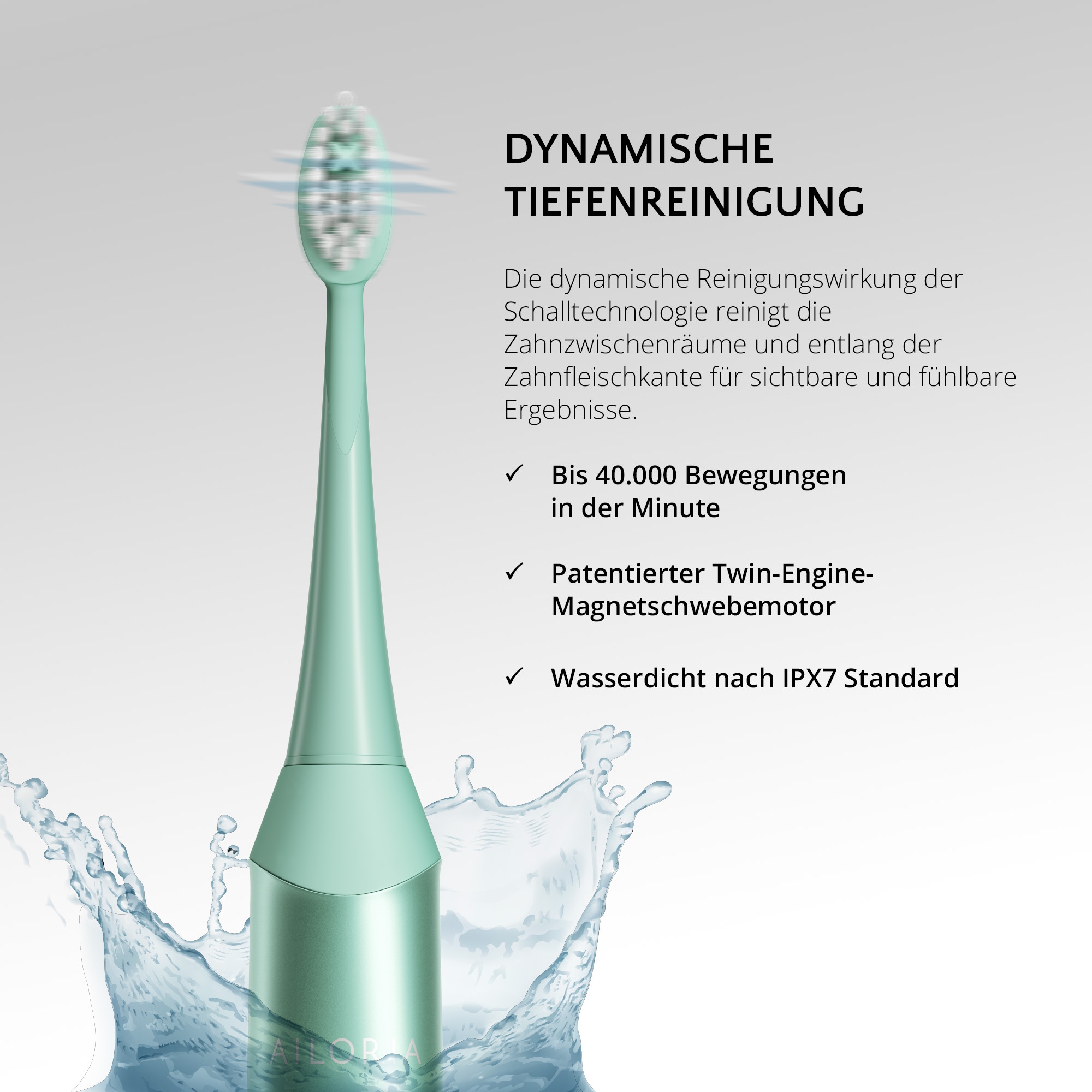 AILORIA Schallzahnbürste »Sommer-Edition SHINE BRIGHT USB-Sonic Toothbrush« 2 Stk. Aufsteckbürsten