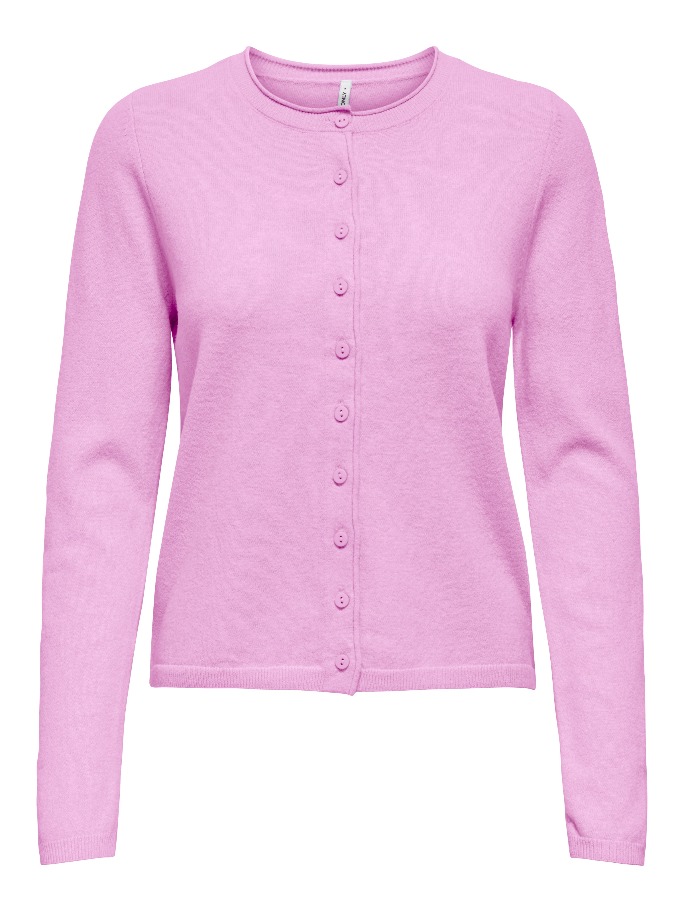 ONLY Strickjacke »ONLLOYAL LIFE LS O-NECK BUT CAR KNT NOOS« gerippte Ärmelbündchen