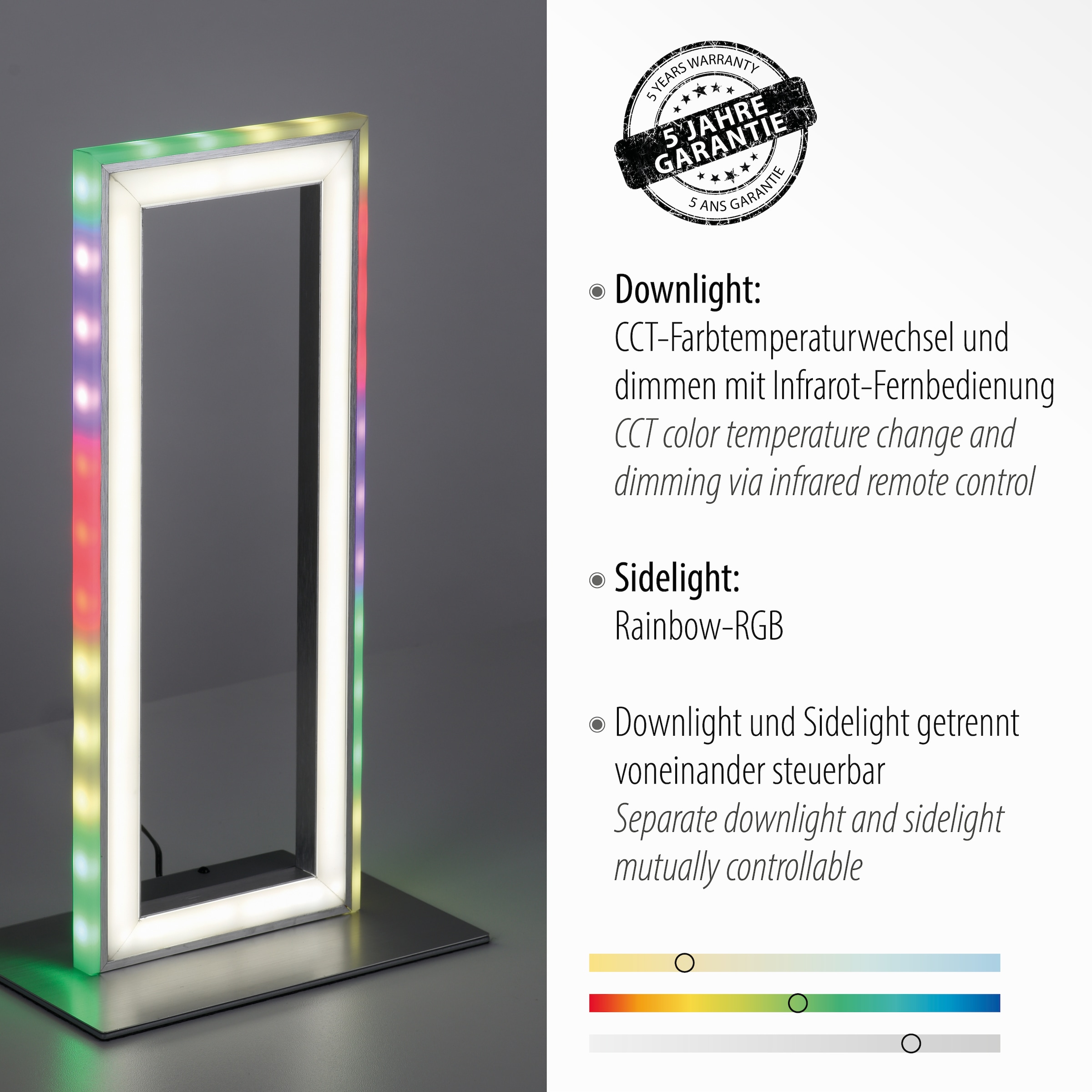 Jahren Infrarot LED, mit über »FELIX60«, inkl., RGB-Rainbow, XXL Direkt Fernbedienung, - | Garantie CCT Schalter kaufen 3 2 Leuchten Tischleuchte flammig-flammig, online