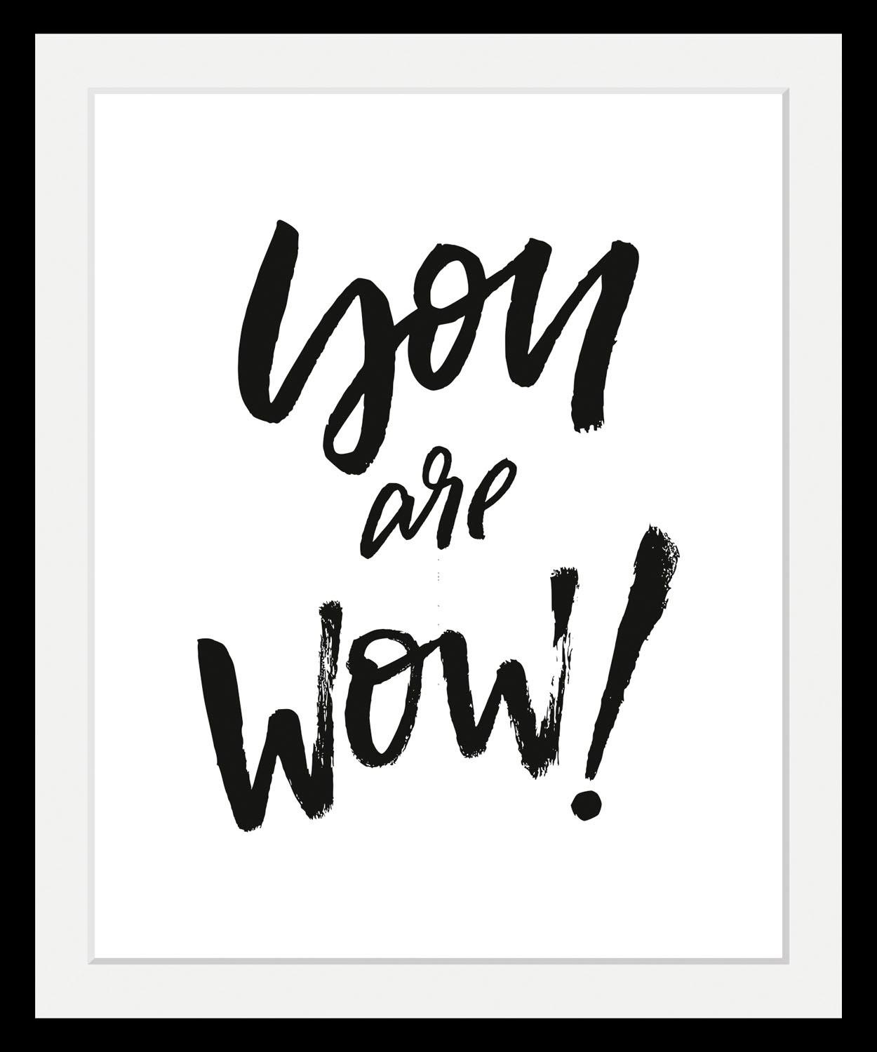 queence Bild "Spruch" Motivationsbilder  Schriftzug  Schwarz-Weiß HD Premium Poster-Druck inkl. Holzrahmen