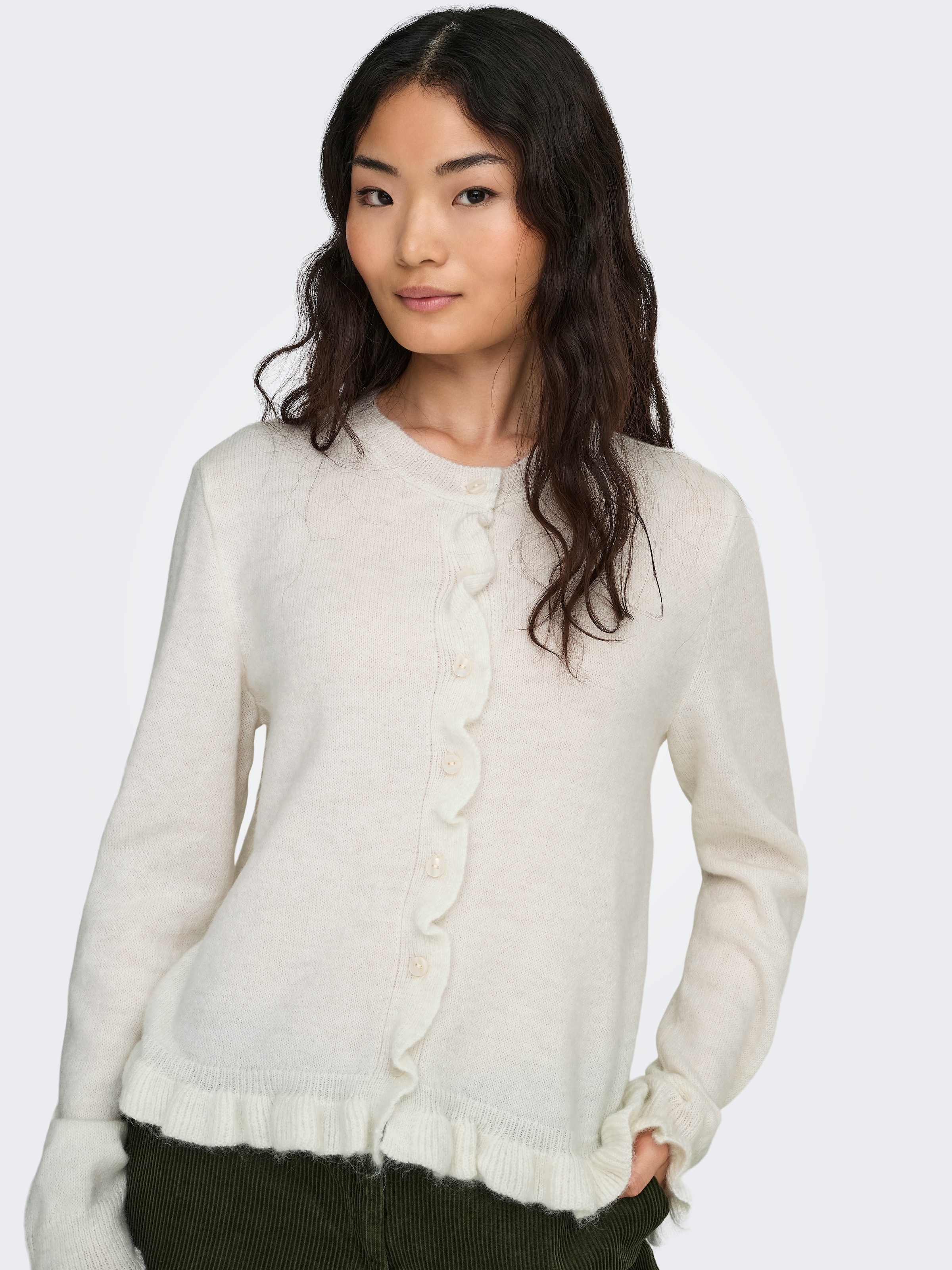 JDY Strickjacke »JDYLETTY L/S ON FRILL CARDIGAN KNT NOOS«