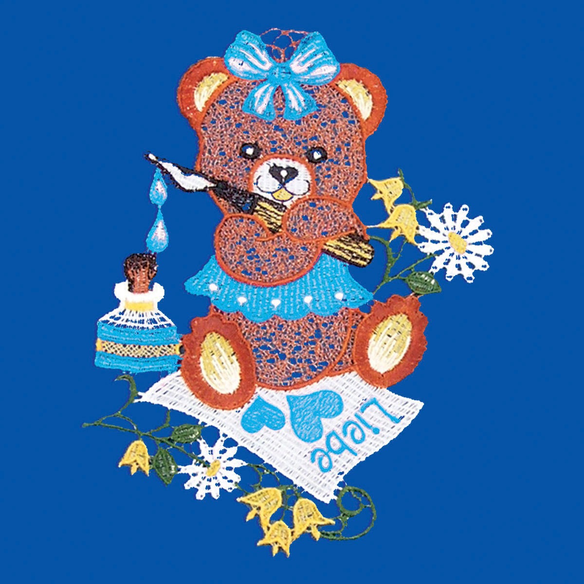 W. Reuter & Sohn - Plauener Spitze® Fensterbild »Teddy« Made in Germany