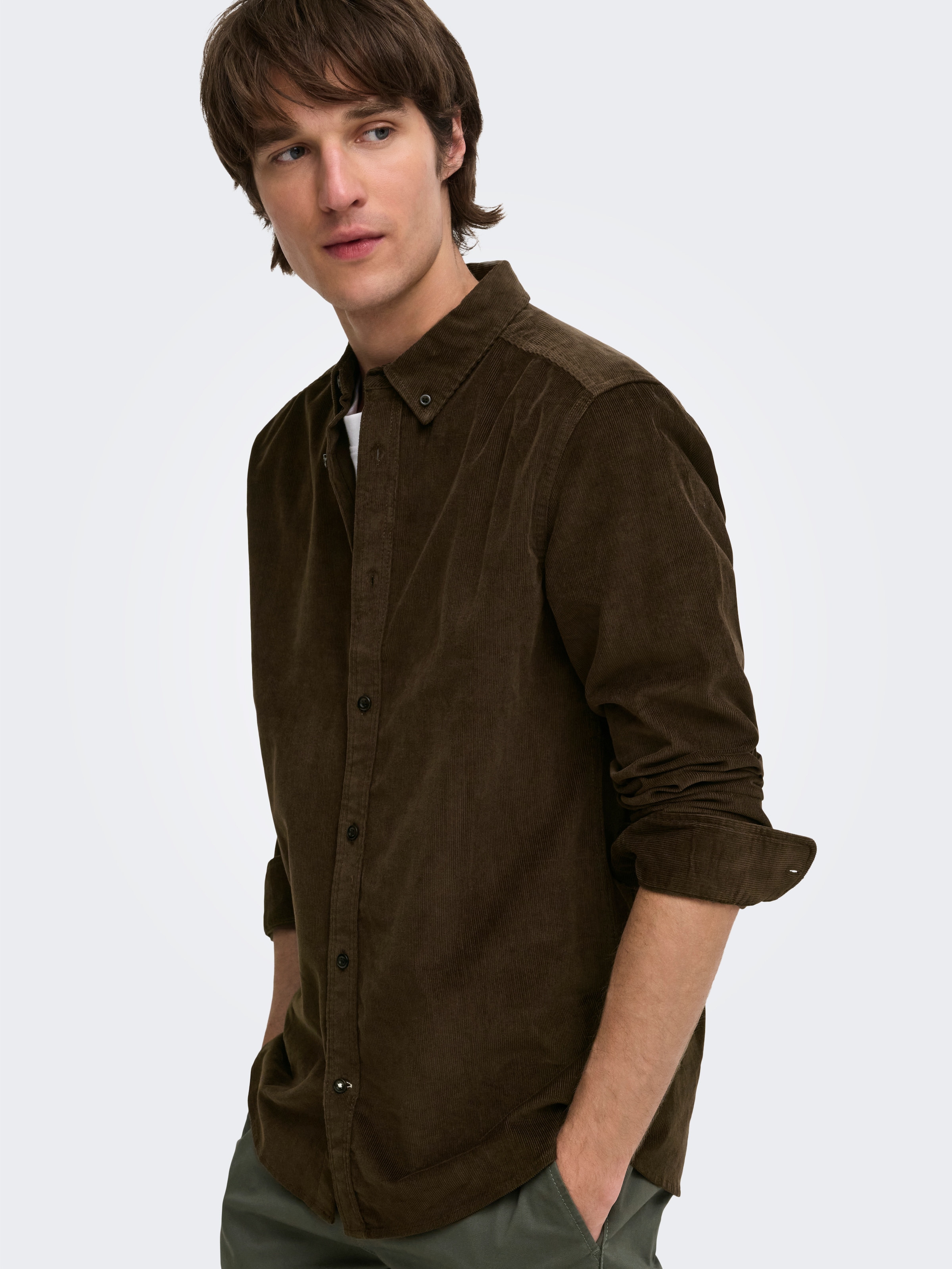 ONLY & SONS Langarmhemd »ONSMICHAEL 18W REG CORD STRETCH LS NOOS« Baumwollmischung, regular fit, Cord