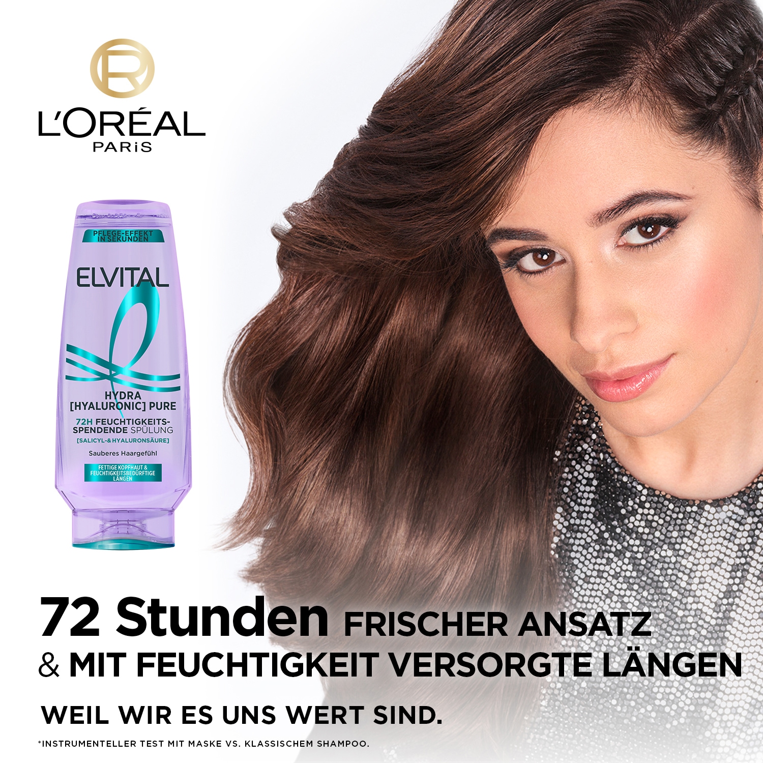 L'ORÉAL PARIS Haarspülung »L'Oréal Paris Elvital Hydra Hyaluronic Pure Spülung«, (Packung, 6 tlg.)