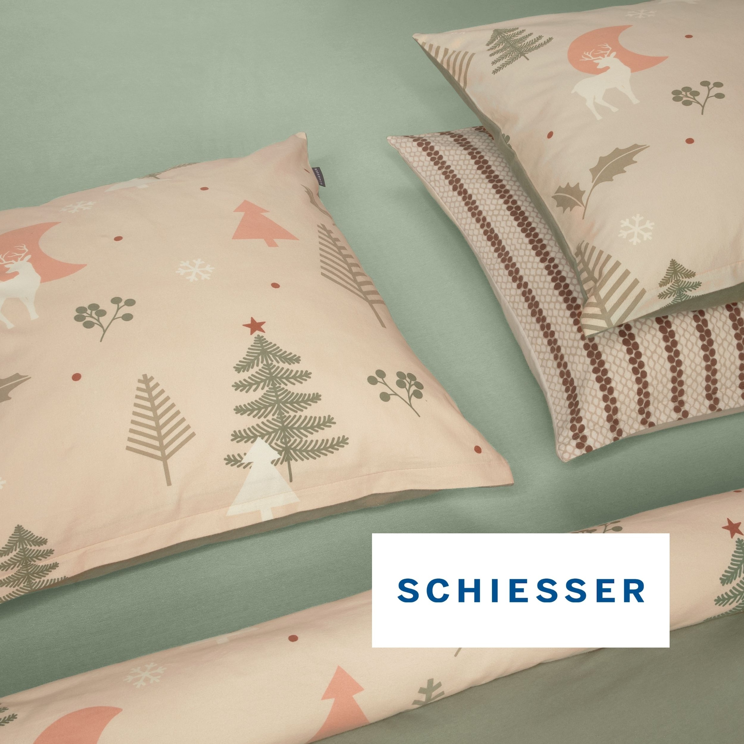 Schiesser Wendebettwäsche »Uma aus weicher Baumwolle im Nordic-Look« 2 Stk. OEKO-TEX® MADE IN GREEN