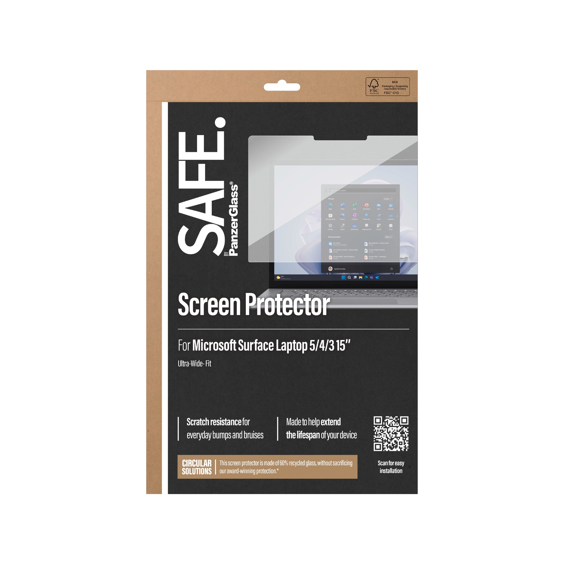 SAFE by PanzerGlass Displayschutzglas »Ultra-Wide Fit Screen Protector«, für Microsoft Surface Laptop 3 15-Microsoft Surface Laptop 4 15-Microsoft Surface Laptop 5 15, Displayschutzfolie, Schutzfolie, Bildschirmschutz, kratz- & stoßfest