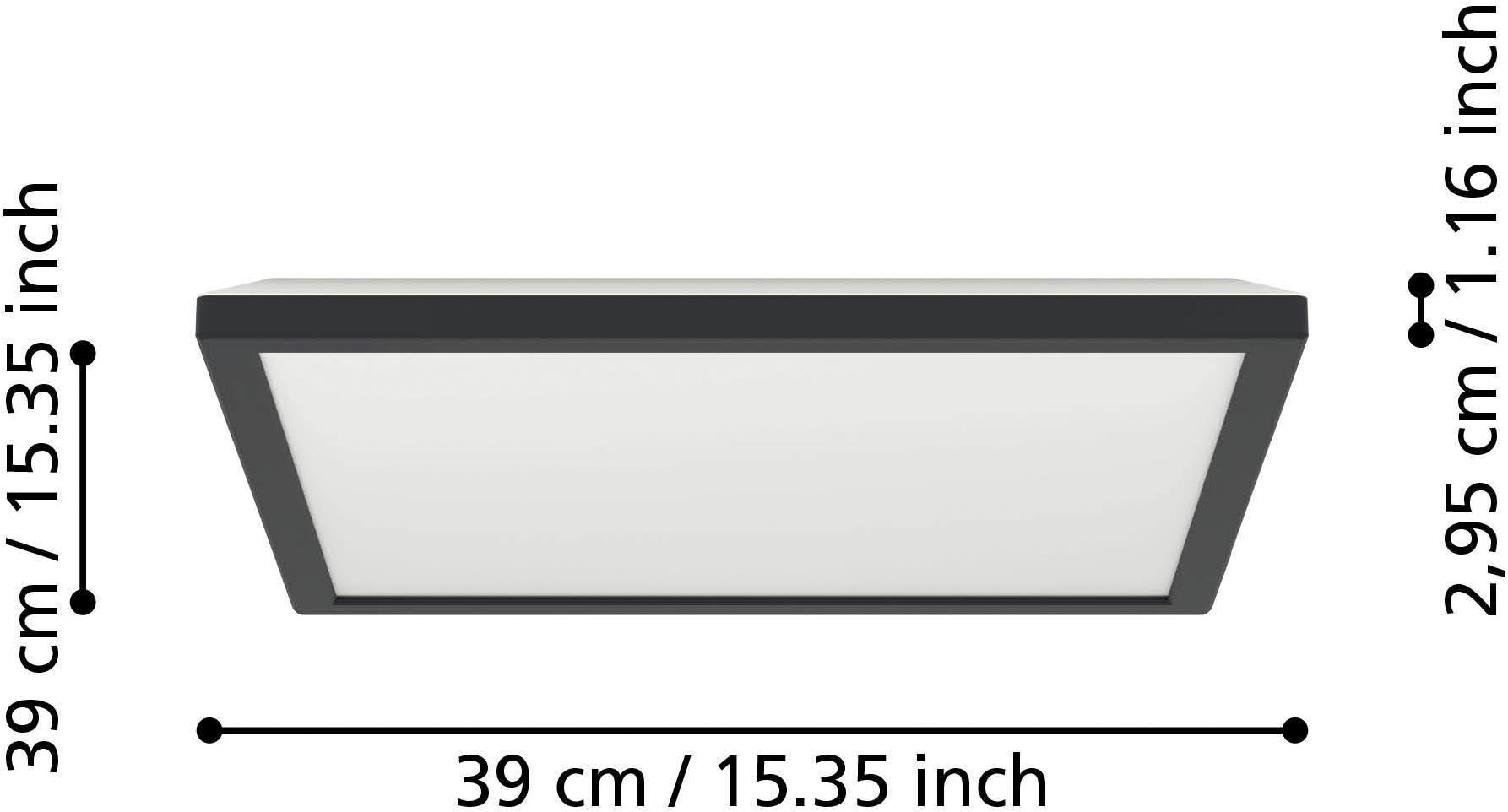 EGLO Deckenleuchte »Rovito-Z Deckenlampe, ZigBee 3.0, Kunststoff, Badezimmerlampe, IP44« LED-Modul 1 Stk. Kaltweiß | RGB Wand-/Deckenleuchte - L39 x B39 x H3 cm - schwarz - 17,6W inkl.