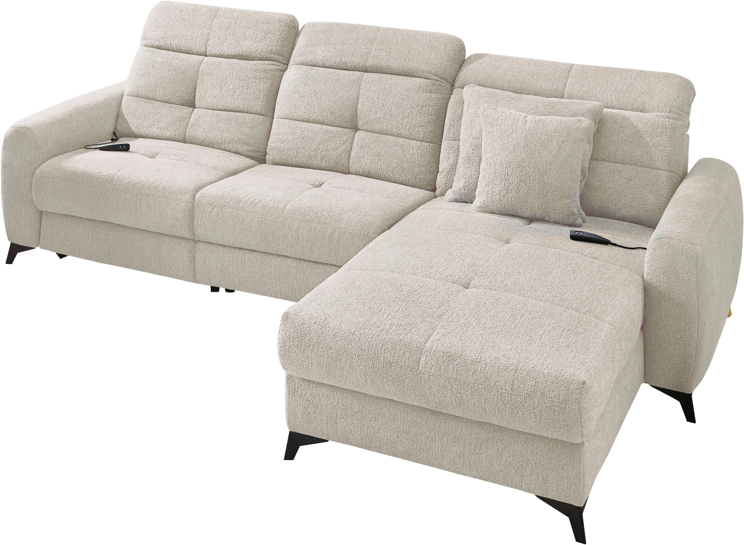 Jockenhöfer Gruppe Ecksofa »Chillout L-Form, B: 288 cm, elektr. Relaxfunktion im Sitz und Ottomane« 140kg Belastbarkeit je Sitz, Kopfteilverstellung & Zierkissen