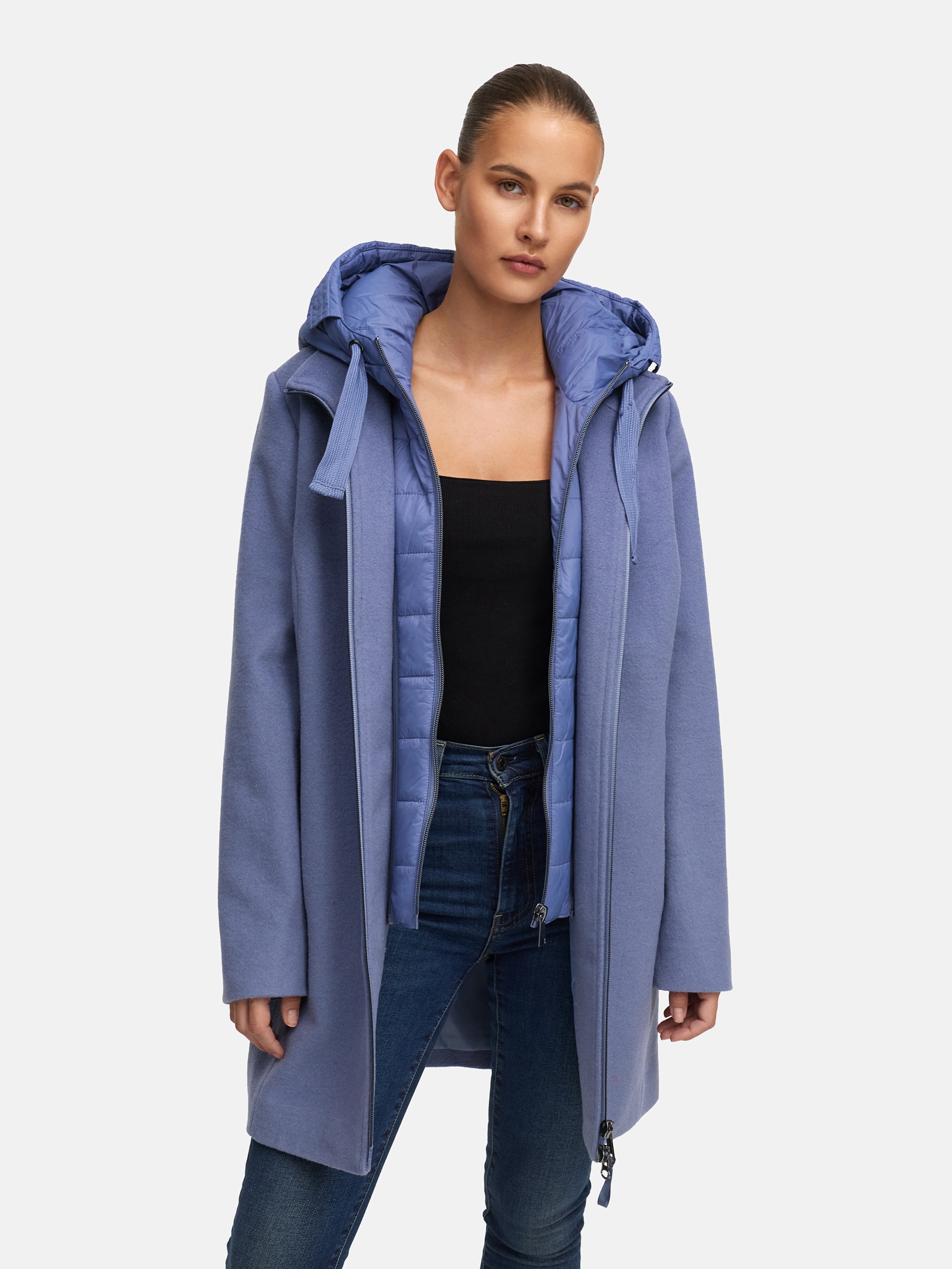 MANISA Wolljacke mit Kapuze mit herausnehmbarer Kapuze