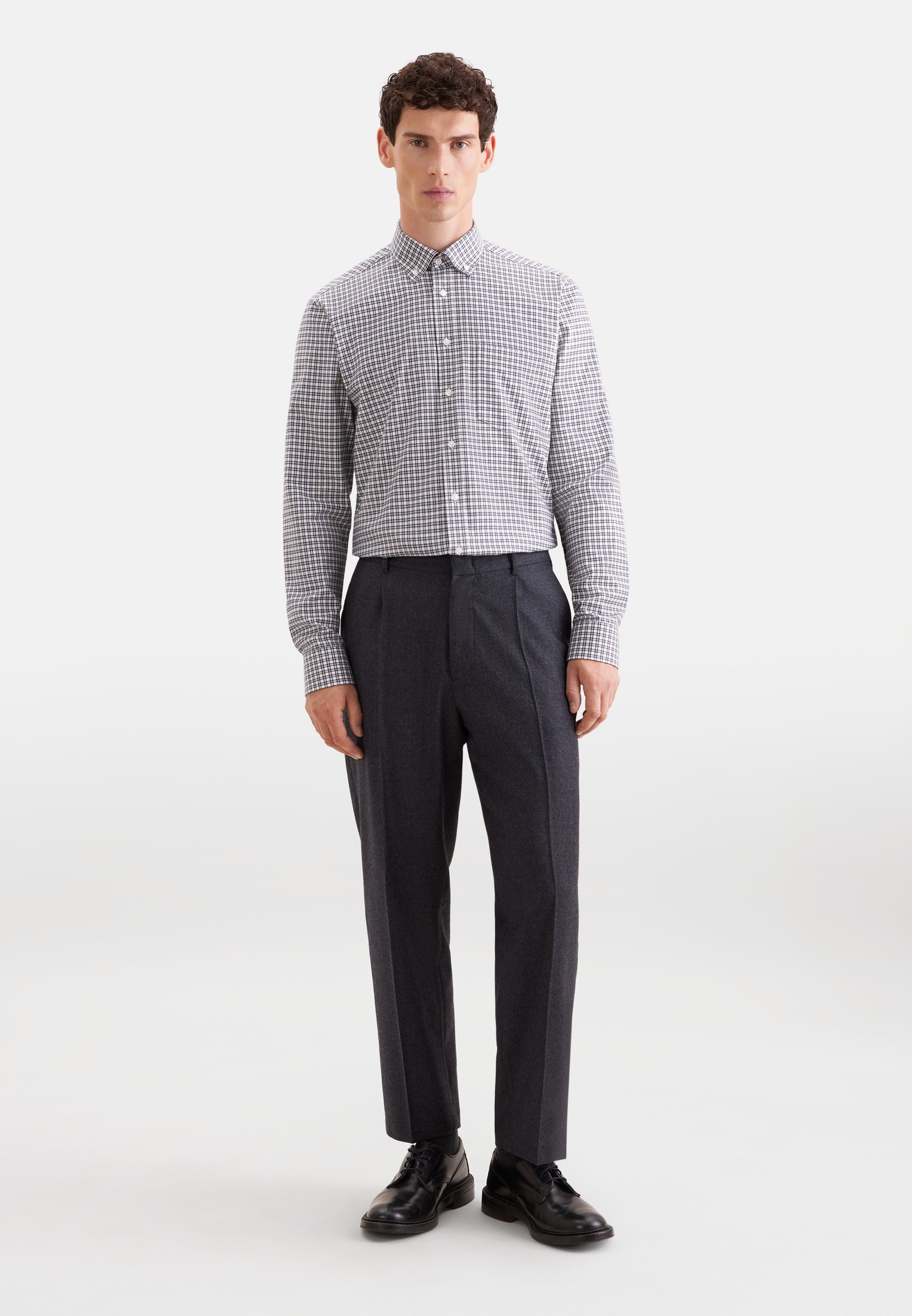 seidensticker Flanellhemd »Schwarze Rose« Comfort 1/1 Button-Down-Kragen Karo