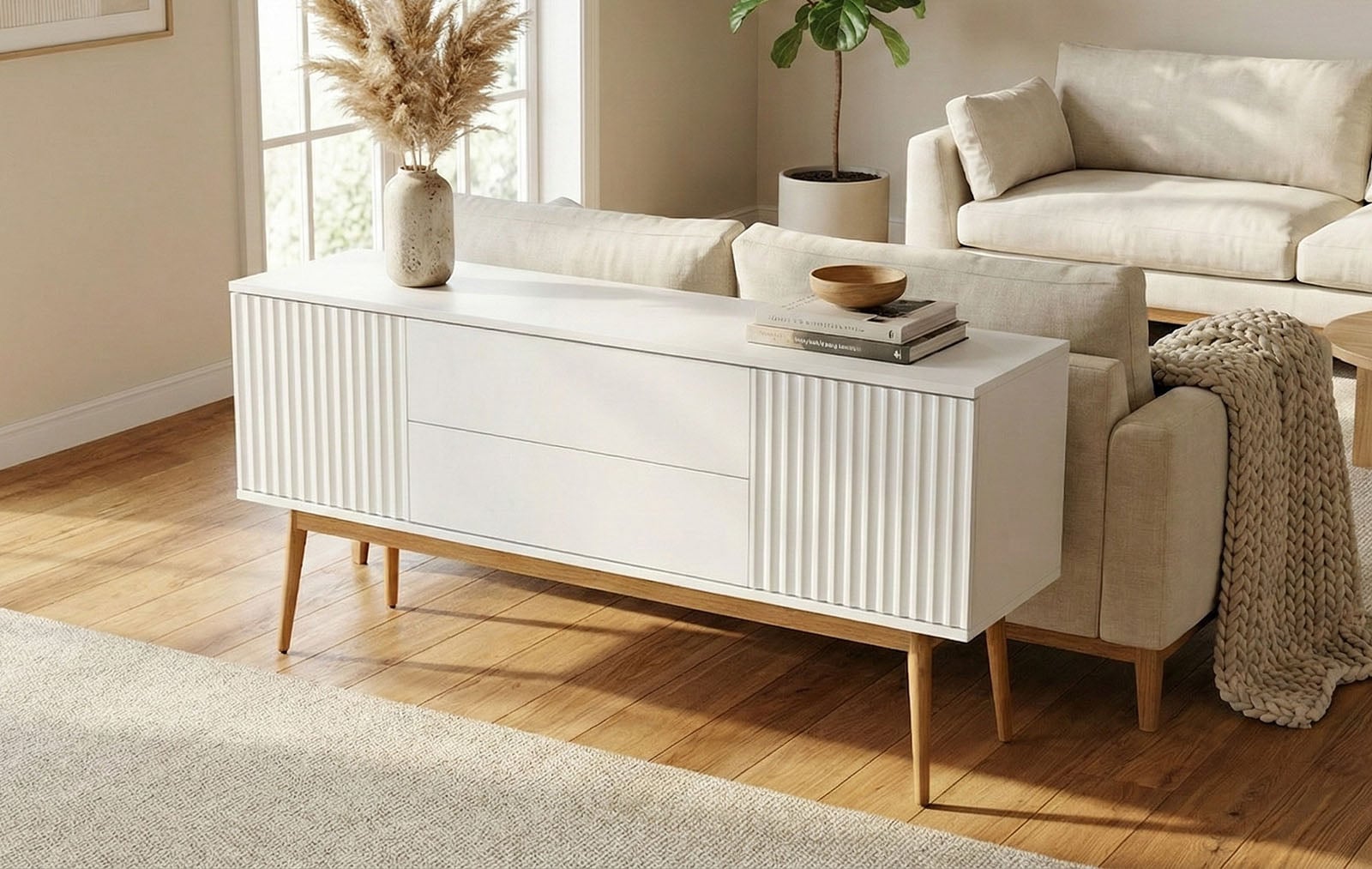 Jahnke Sideboard »GRACE SB 150« Sideboard, 2 Türen & 2 Schubladen, Skandi-Design, Breite: 150 cm