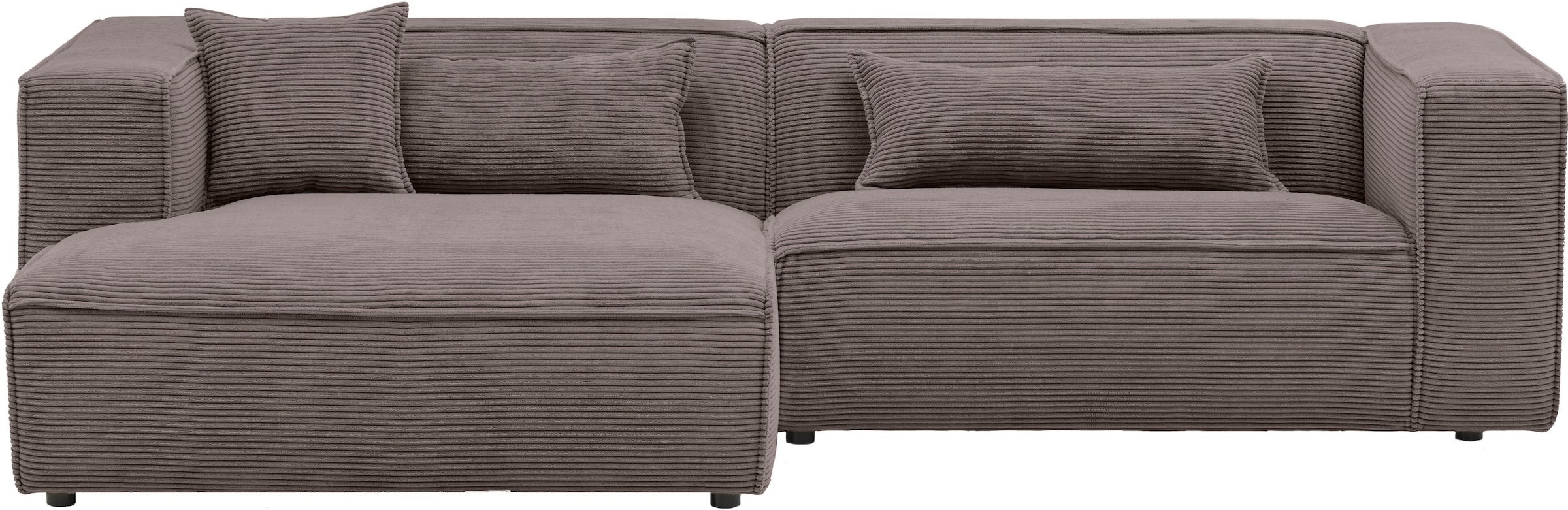 LeGer Home by Lena Gercke Ecksofa »PIARA mit Kedernaht, Cord, Leinenoptik o. Strukturstoff, Couch, L-Form« wahlweise Ottomane rechts/links, schwarze Füße, bequemer Sitzkomfort