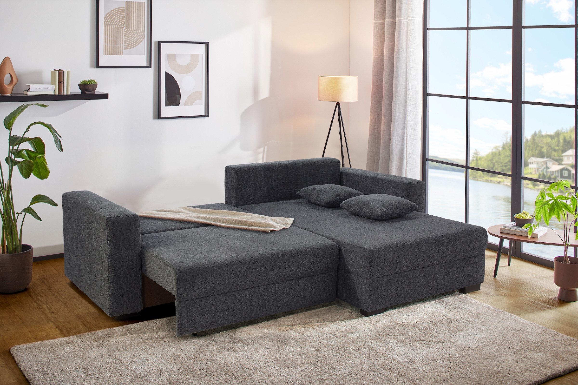 Jockenhöfer Gruppe Ecksofa »Saalbach, L-Form, Breite 261cm«, inkl. Bettfunktion & Bettkasten, Ottomane links/rechts montierbar