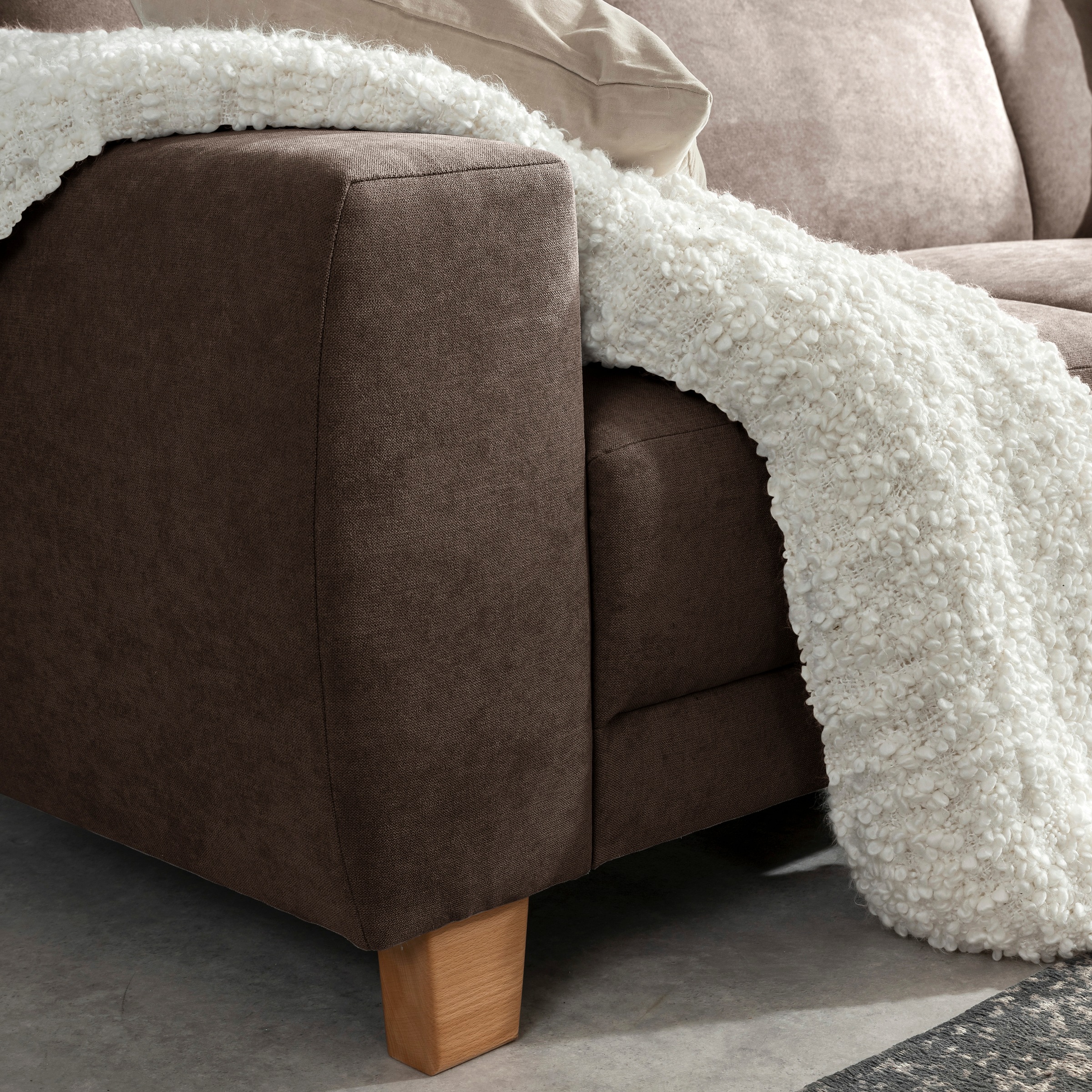 Max Winzer® Ecksofa »Blackpool modern, mittlere Sitzhärte mit hochwertiger Schaumpolsterung«, Lounge-Charakter durch niedrigen, leicht gewölbten Rücken