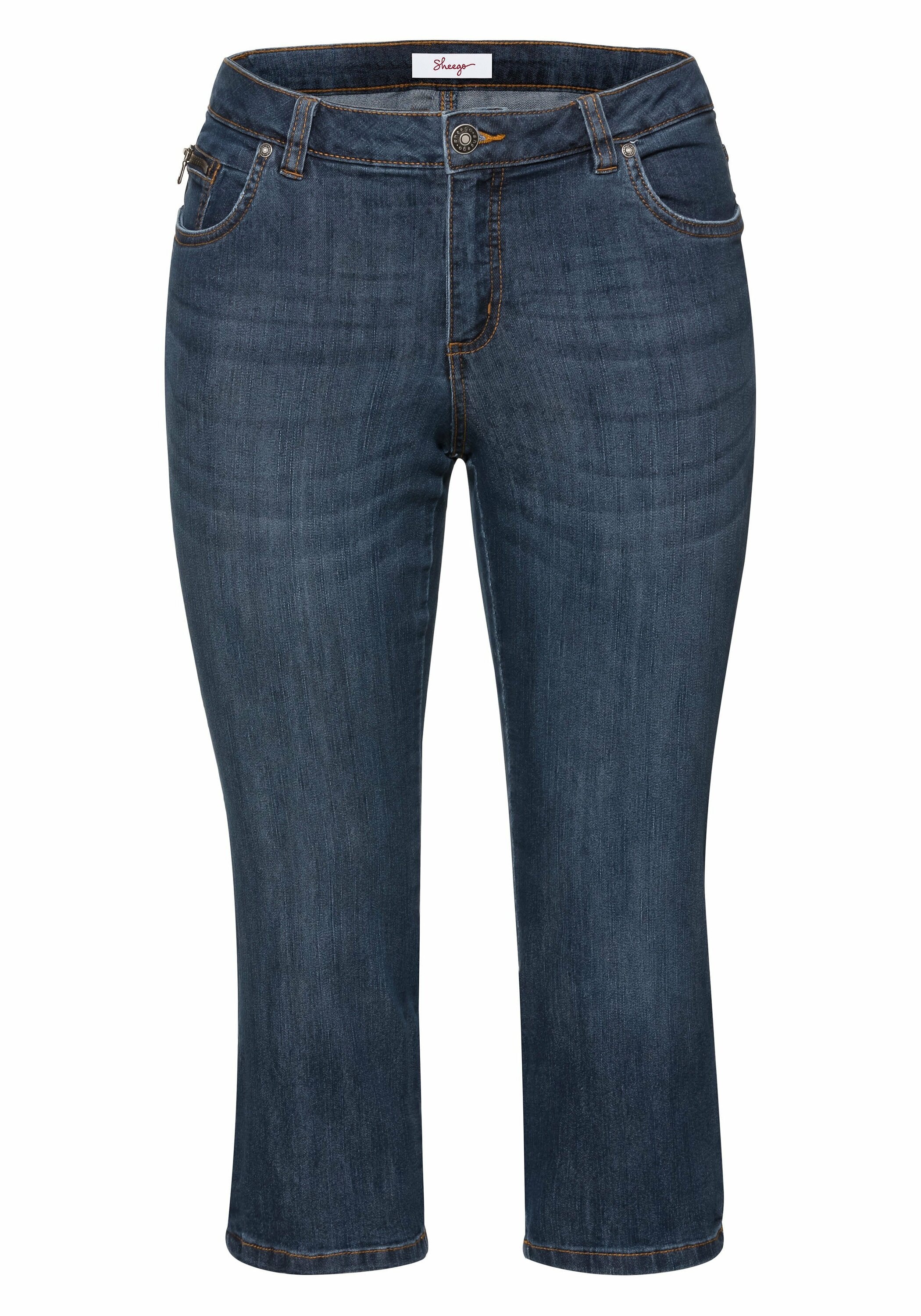 Sheego Caprijeans »Caprijeans mit Used-Effekten«