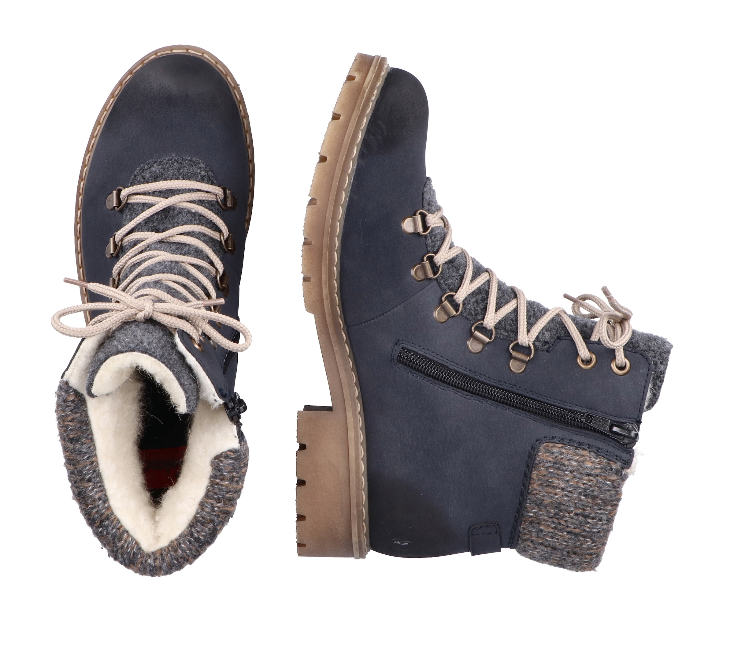 Rieker Winterstiefelette, Winterboots, Schnürboots mit Strickrand und Rieker-TEX