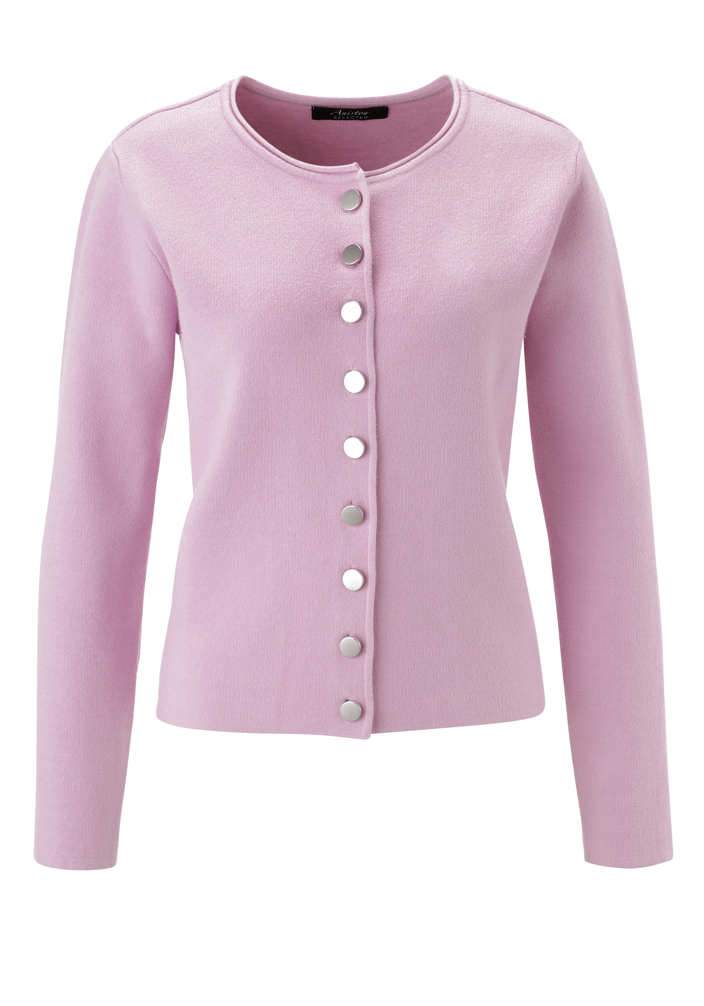Aniston SELECTED Strickjacke mit Rollkante am Ausschnitt und schmucken Knöpfen - NEUE KOLLEKTION