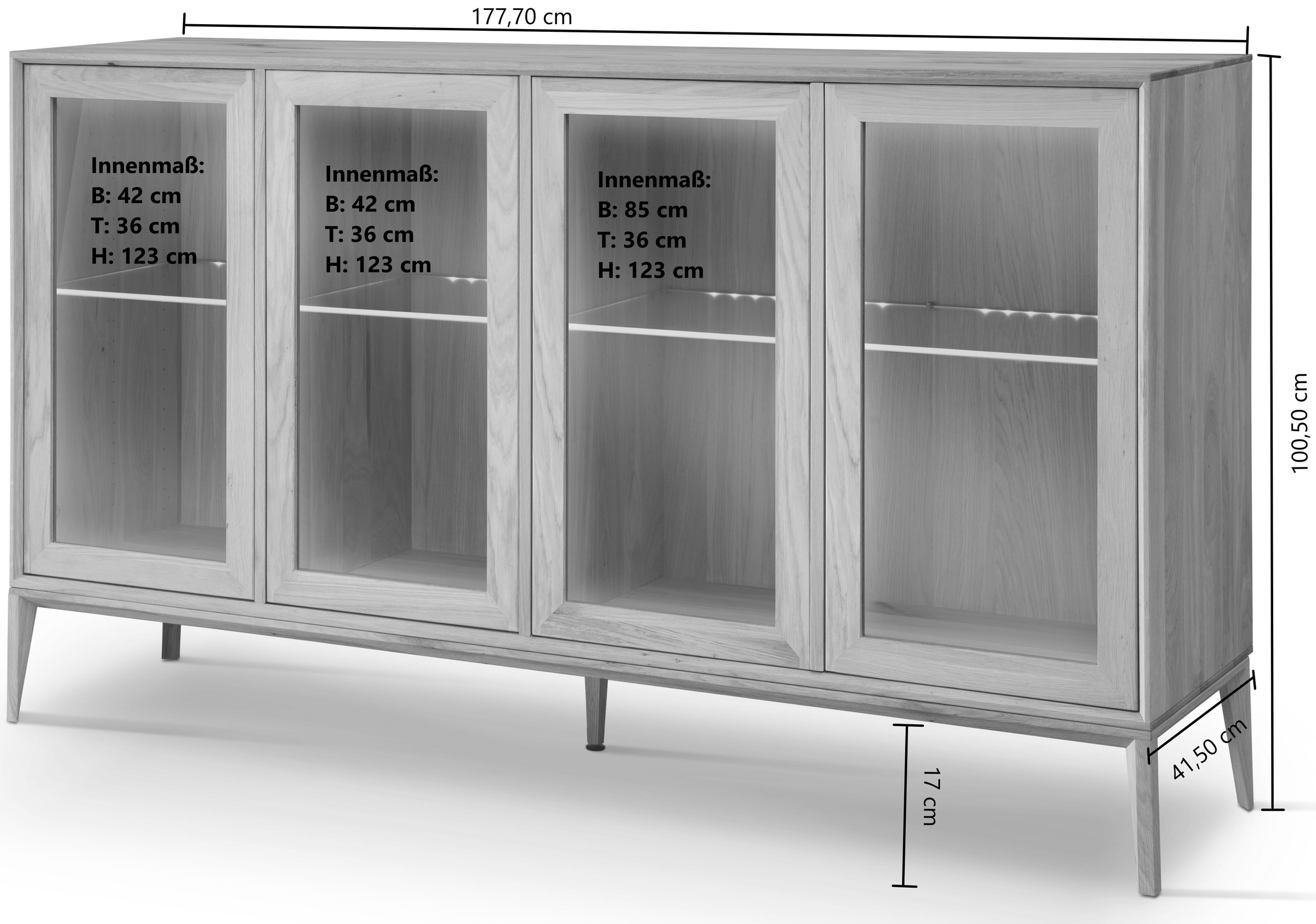 Home affaire Sideboard »Koda«, inklusive Beleuchtung, Glasböden verstellbar