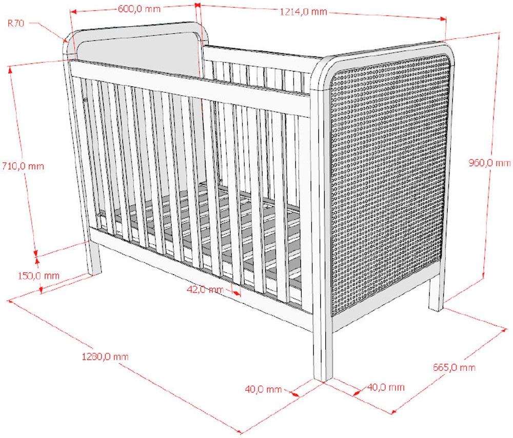 Vipack Babymöbel-Set »Woods best. aus Babybett 60x120 cm und Wickelregal« 2 tlg. geräumige Ablageflächer, Bett wahlweise mit Rattan oder Bouclé Optik