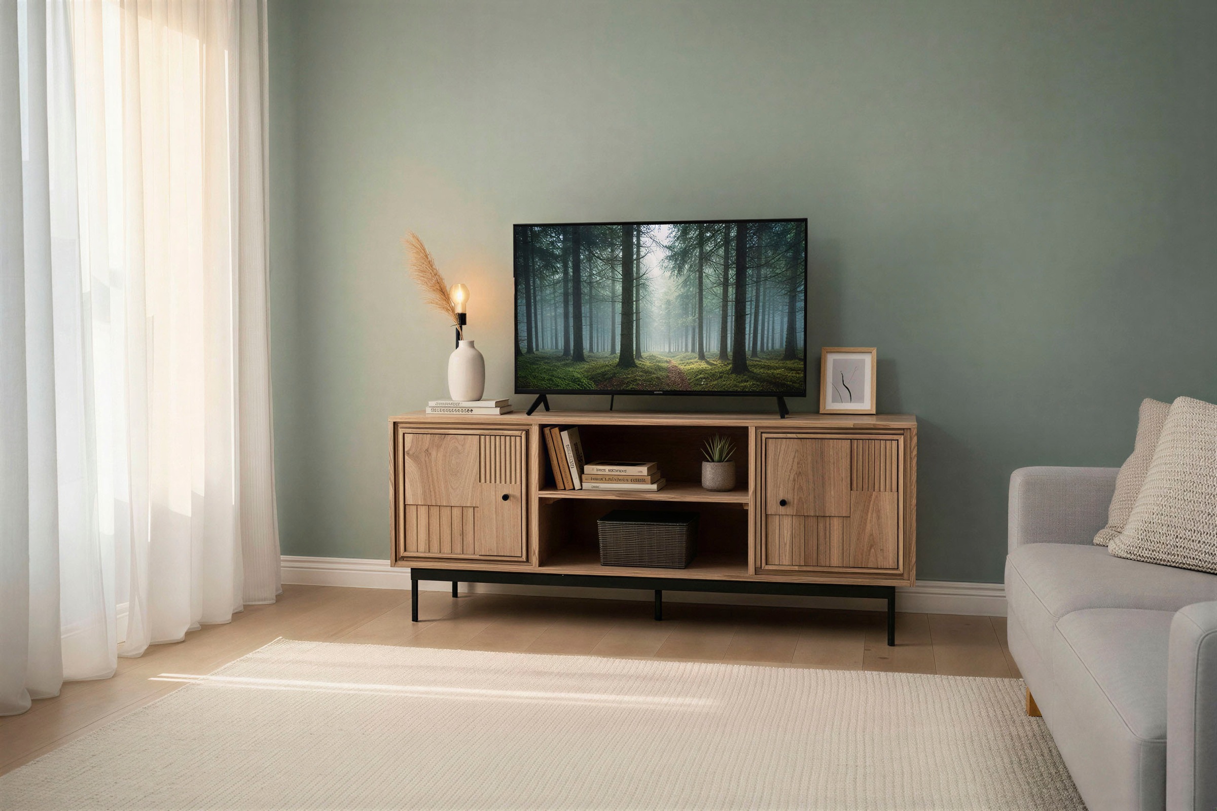 SIT Lowboard 1 Stk. tlg. Massives Lowboard mit variablen Böden & 2 Kabeldurchführungen