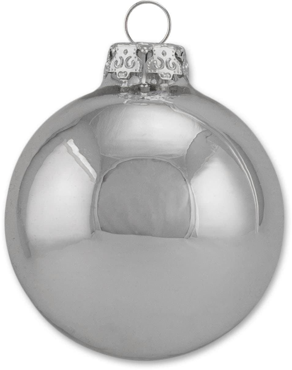 Thüringer Glasdesign Weihnachtsbaumkugel »Silber Glanz, Weihnachtsdeko, Christbaumschmuck, Christbaumkugeln Glas«, (Set, 30 St.), Made in Germany