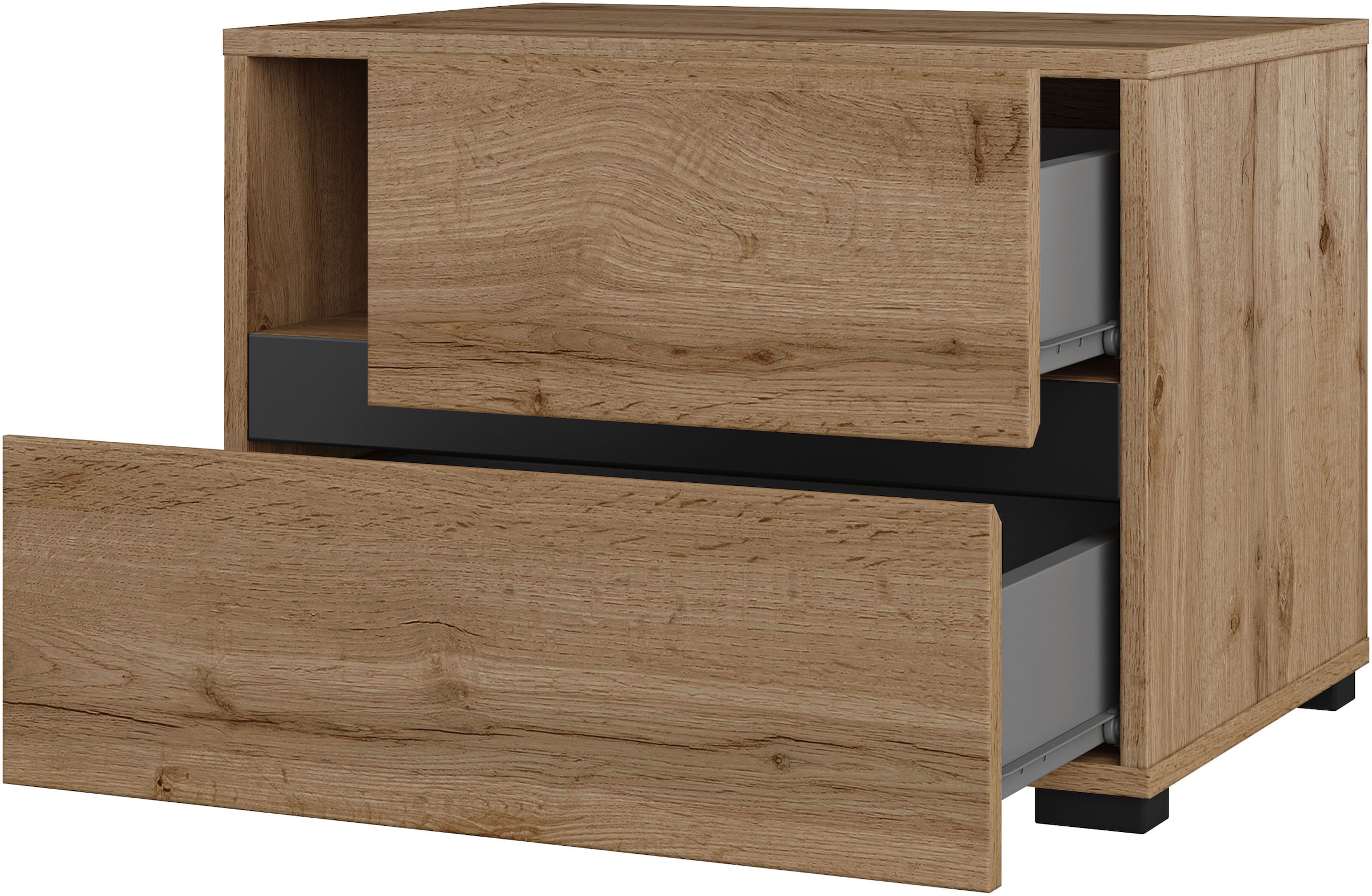 Home affaire Schlafzimmer-Set »Cross, moderne, grifflose Optik, FSC-zertifiziert«, (4 tlg., Bett 180x200cm, 2 Nachtkommoden, Schrank 2-oder 4-türig), Komplettschlafzimmer-Set