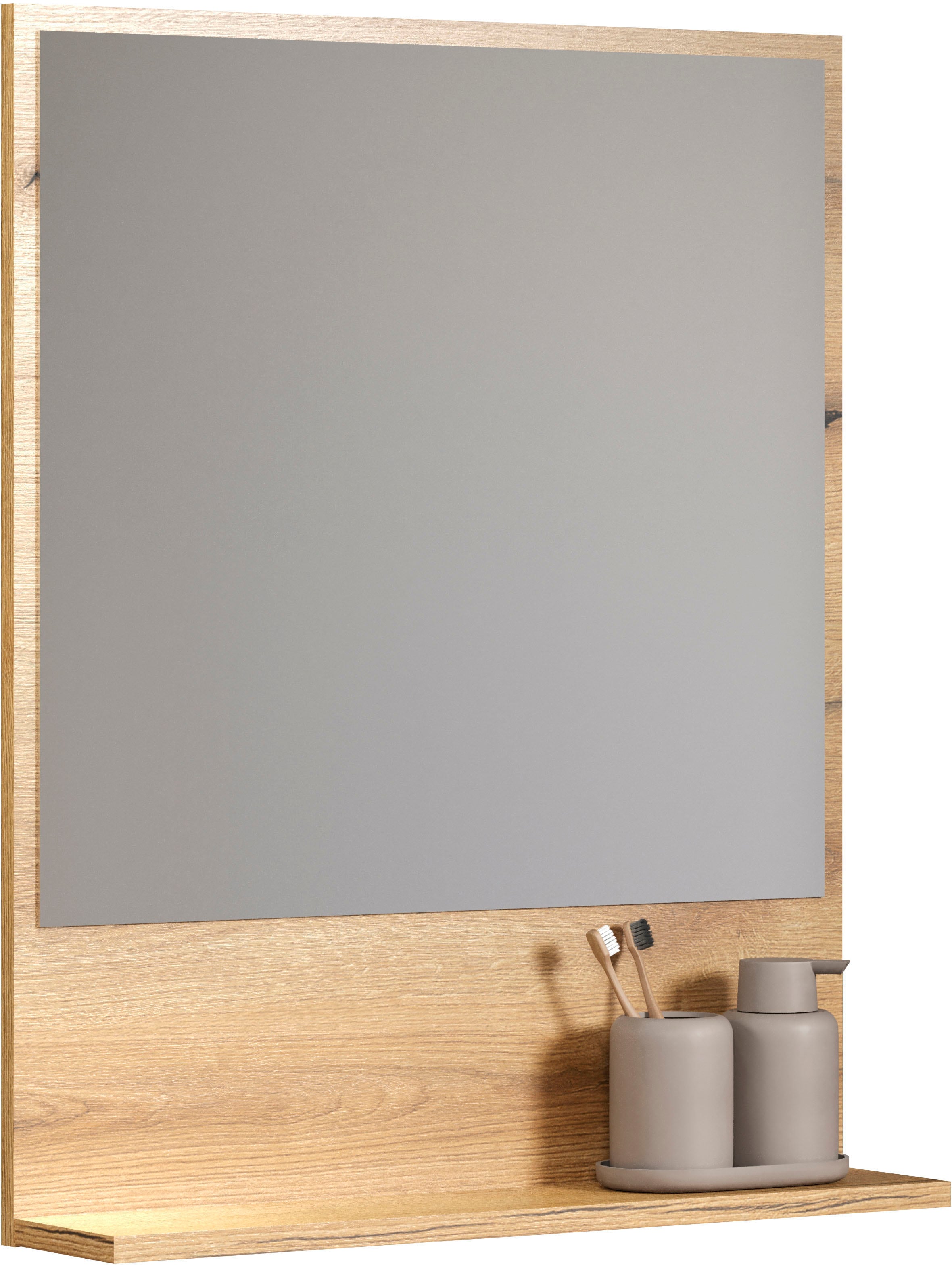 welltime Badspiegel »Amrum«, Wandspiegel mit Ablage - (B/T/H) wahlweise 60 bis 80/14/74 cm